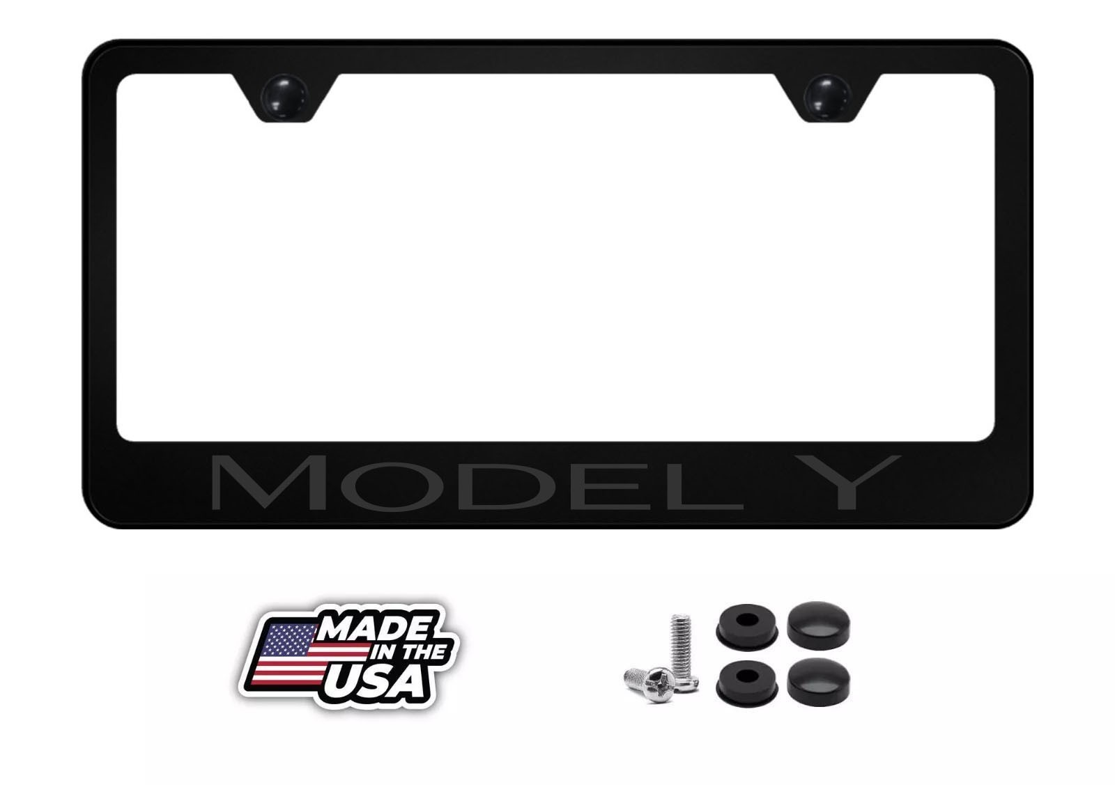 Black on Black Model Y Premium Black Metal License Plate Frame Fits Tesla