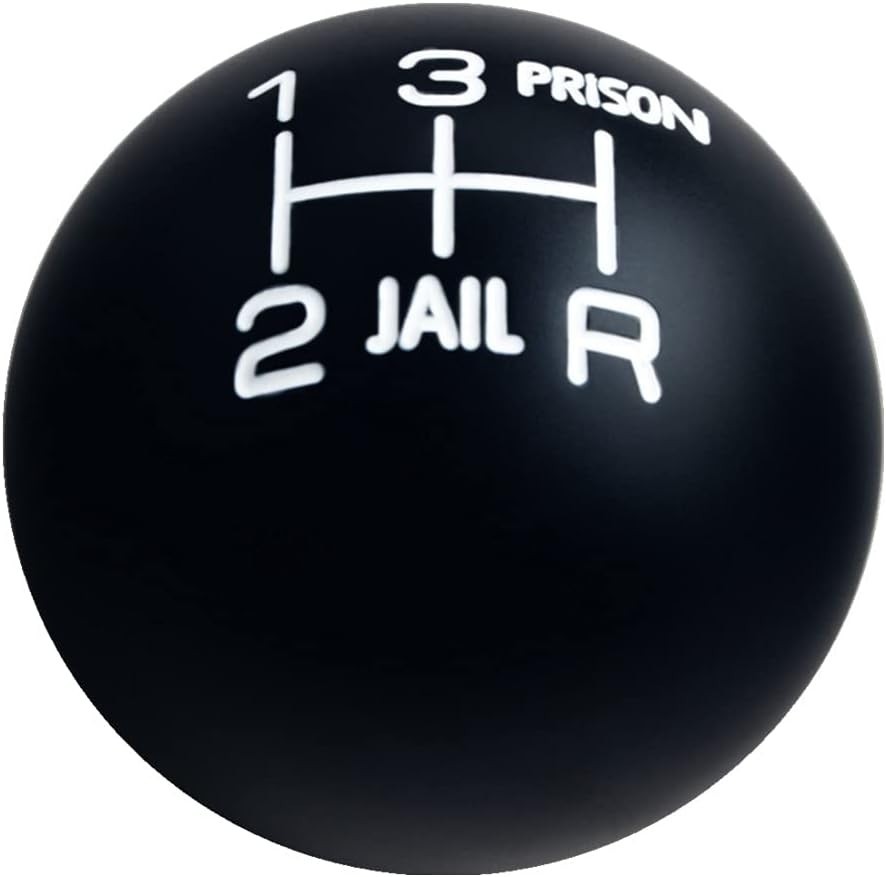 DEWHEL Weighted Round Black Jail Prison 5 Speed Shift Knob M10x1.5