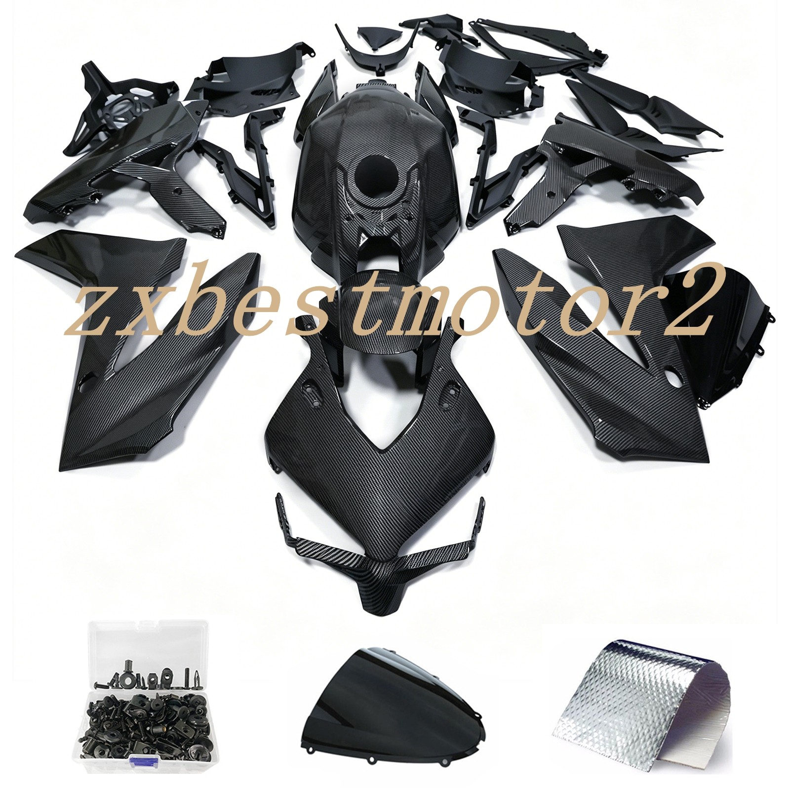 For Honda CBR650R 2024-2025 ABS Black Carbon Fiber Bodywork Fairing Kit w/Bolts