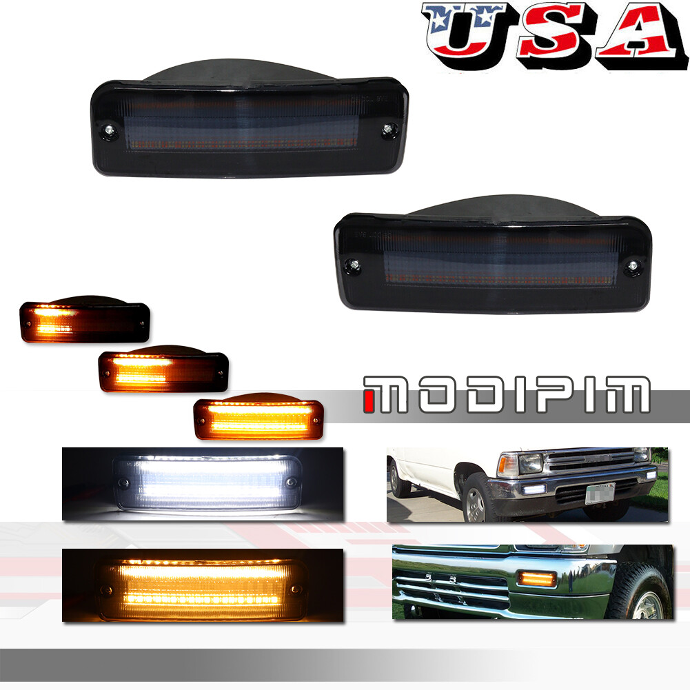 Smoke Amber & White LED Signal Lights Pair For 89-95 Toyota Pickup 90-91 4Runner Smoke Amber & White LED Signal Lights Pair For 89-95 Toyota Pickup 90-91 4Runner