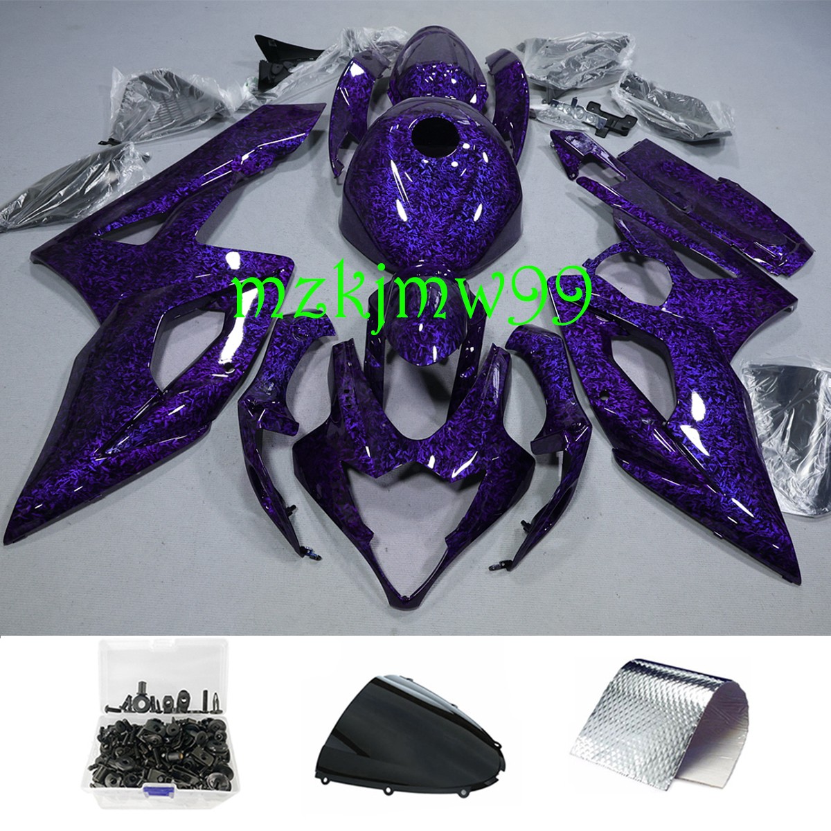 Forged Carbon Fiber Purple Fairing kit w/ Bolts For Suzuki GSXR1000 2005-2006