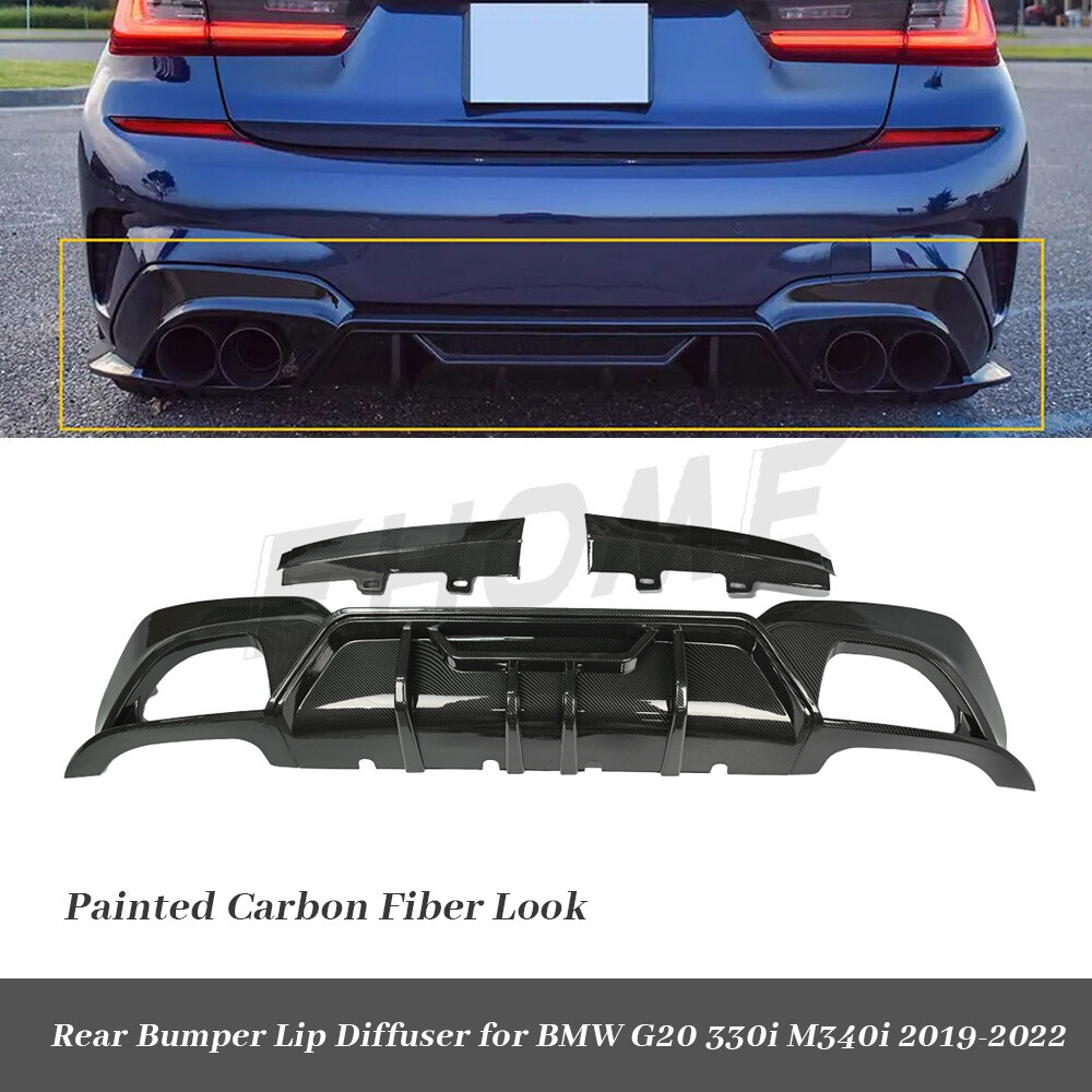 Carbon Fiber Rear Bumper Lip Diffuser for BMW 3 Series G20 330i M340i 2019-2022