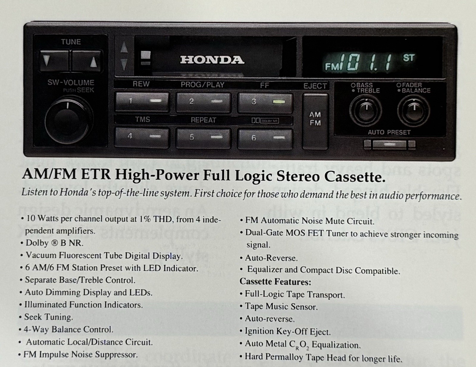 1988-1989 Honda Civic CRX Full Logic Factory Am/Fm Radio Cassette OEM Rare 1988-1989 Honda Civic CRX Full Logic Factory Am/Fm Radio Cassette OEM Rare