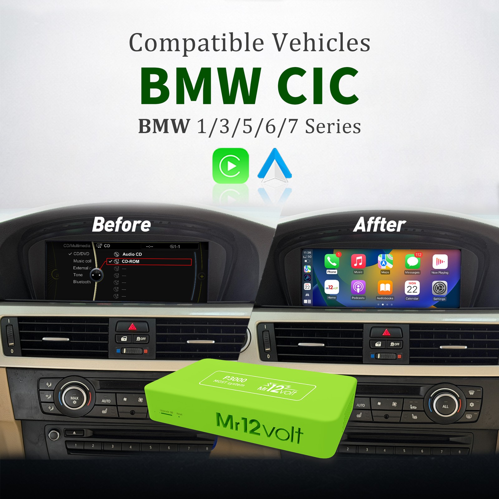 MOST Carplay & AA Interface fits BMW CIC E90 E92 E60 F01 supports OEM Microphone MOST Carplay & AA Interface fits BMW CIC E90 E92 E60 F01 supports OEM Microphone