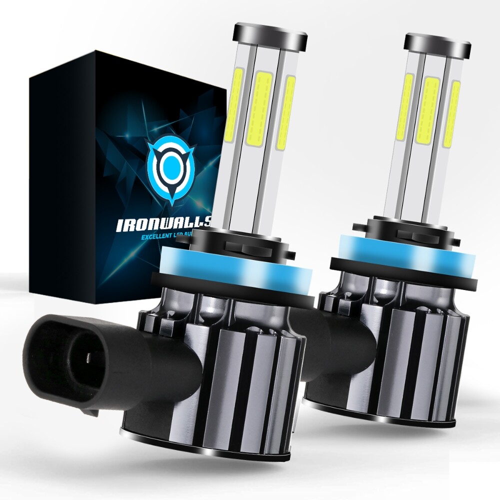 IRONWALLS 6 Sides H8 H11 LED Headlight Kit Low Beam Bulb Super Bright 6000K