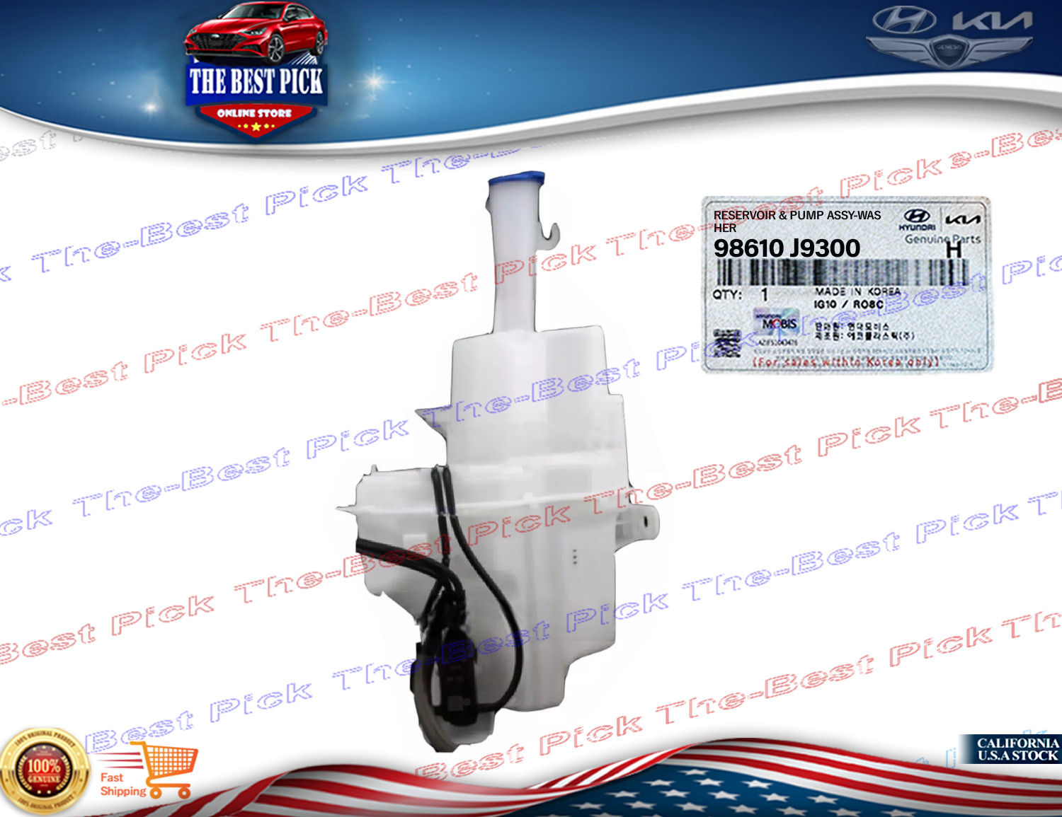 ⭐GENUINE⭐ Windshield Washer Reservoir + MOTOR 2018-2023 Hyundai Kona 98610J9300