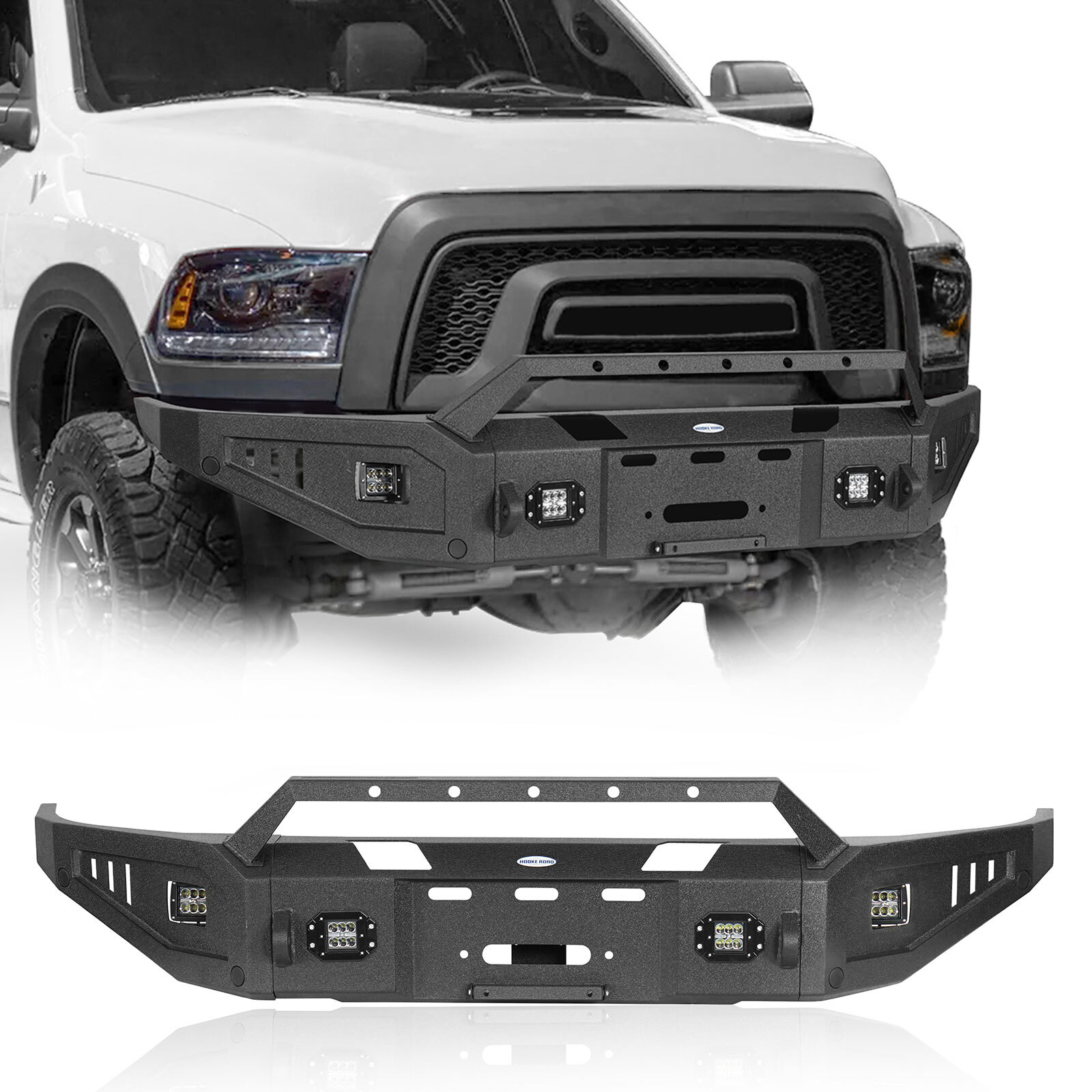 Off-Road Front Bumper Assembly w/Winch Plate For 2015-2018 Dodge Ram 1500 Rebel Off-Road Front Bumper Assembly w/Winch Plate For 2015-2018 Dodge Ram 1500 Rebel