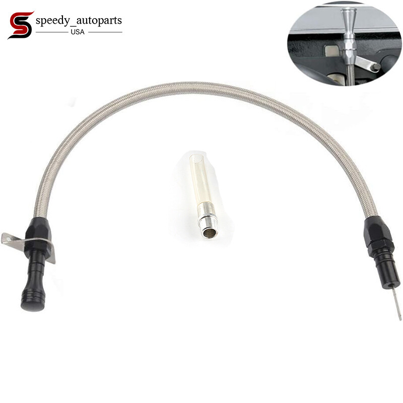 For Chevy GM TH350 Flexible Transmission Dipstick Firewall Mount + Filler Tube