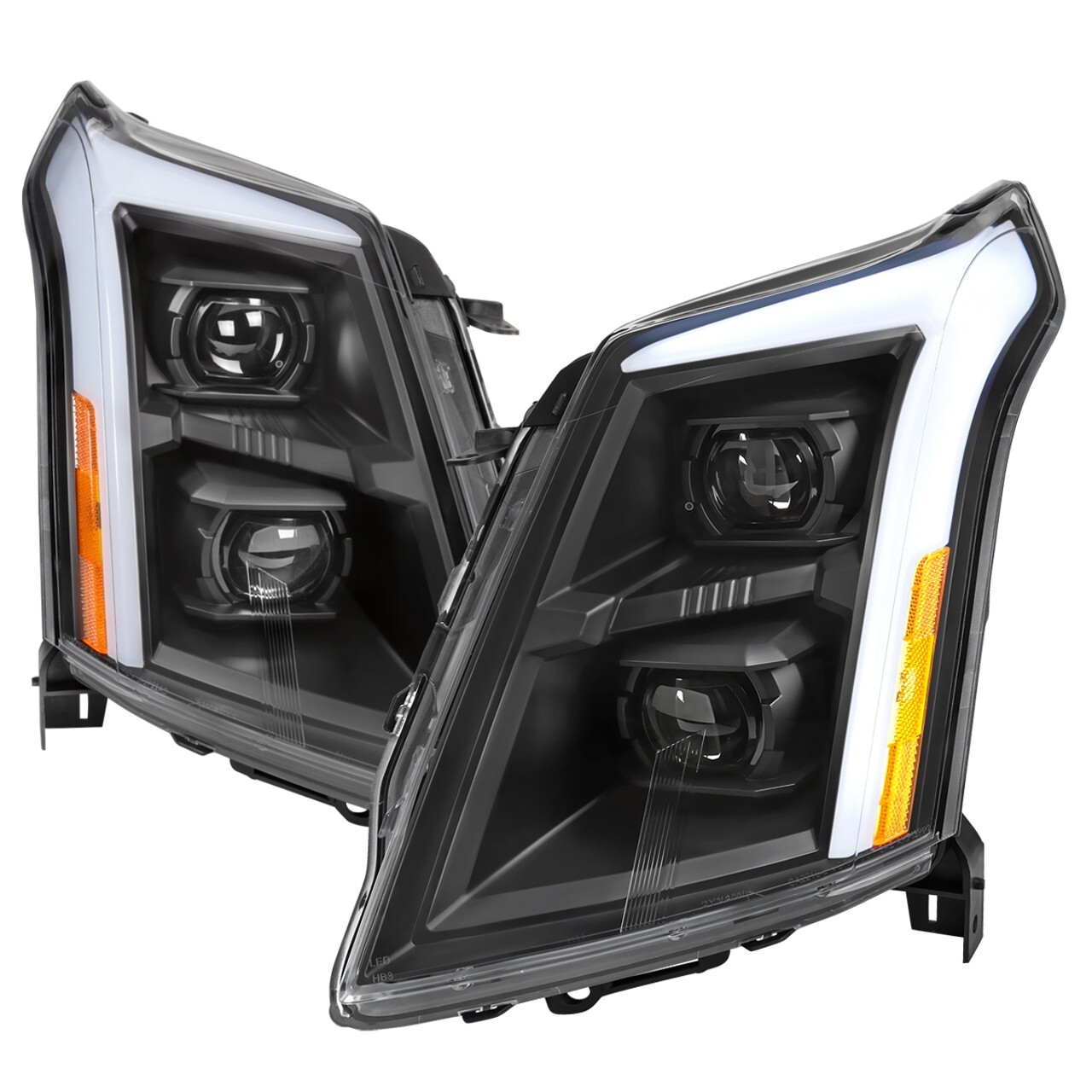 FOR 2010-16 Cadillac SRX Black Clear Projector Headlights LED Sequential Turn