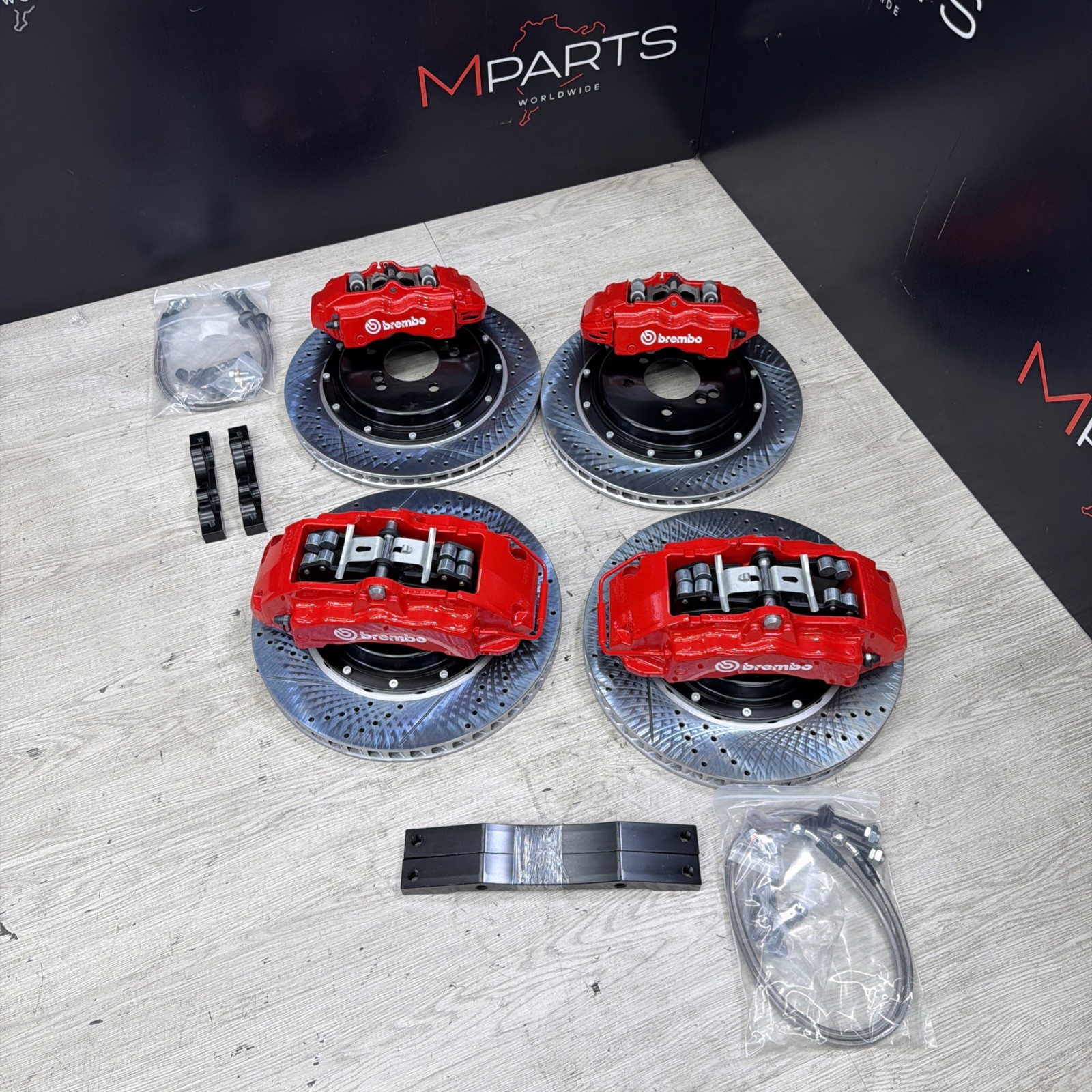 NEW 01-06 BMW E46 M3 BREMBO Big Brake Kit Red Calipers Rotors Set Plug & Play