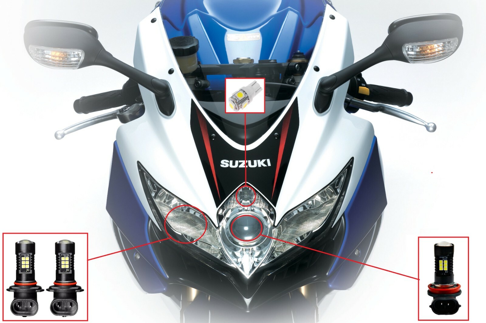 LED Headlight 2008 2009 2010 Suzuki GSXR 600 750Pilot Park Light Plug and Play
