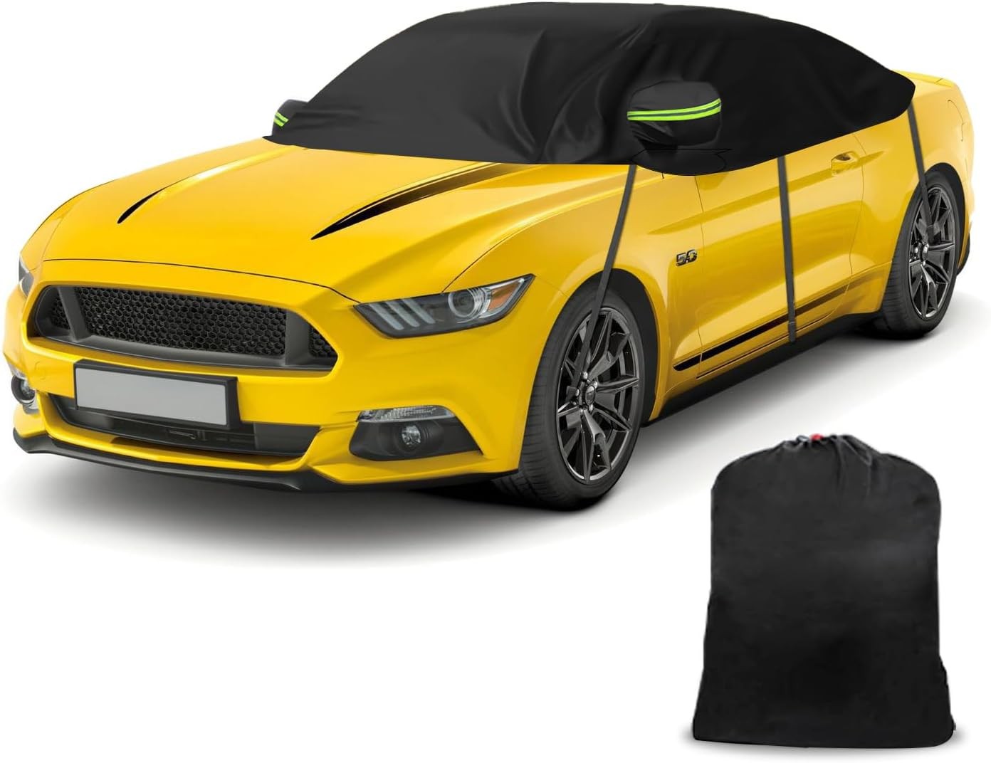Half Car Cover for Ford Mustang S197 S550 S650 2005-2026 Black Waterproof