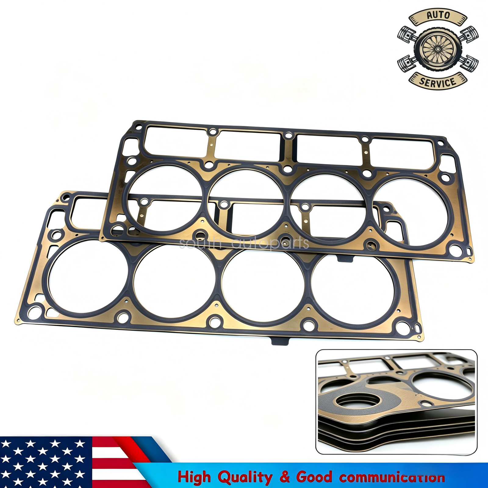 5-Layer MLS Layers Cylinder Head Gaskets Pair Set For GM #12622033 6.0L 6.2L LS3
