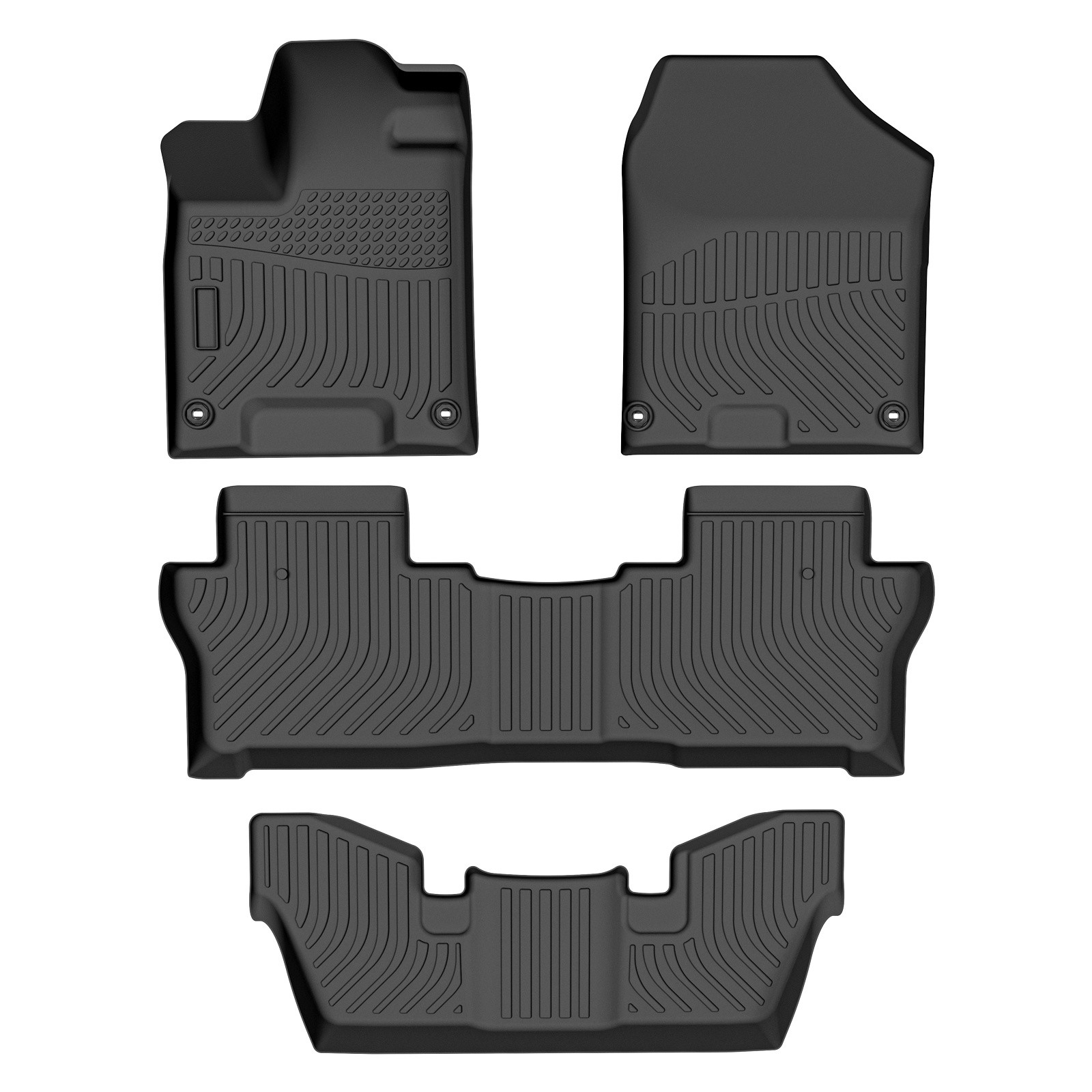 Floor Mats 3 Rows Liner For 2016-2022 Honda Pilot 7 Passenger All Weather