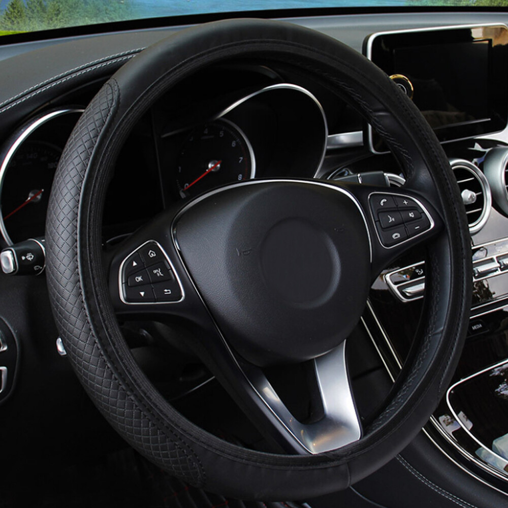 Car Leather Steering Wheel Cover Grip Car Accessories For 15\