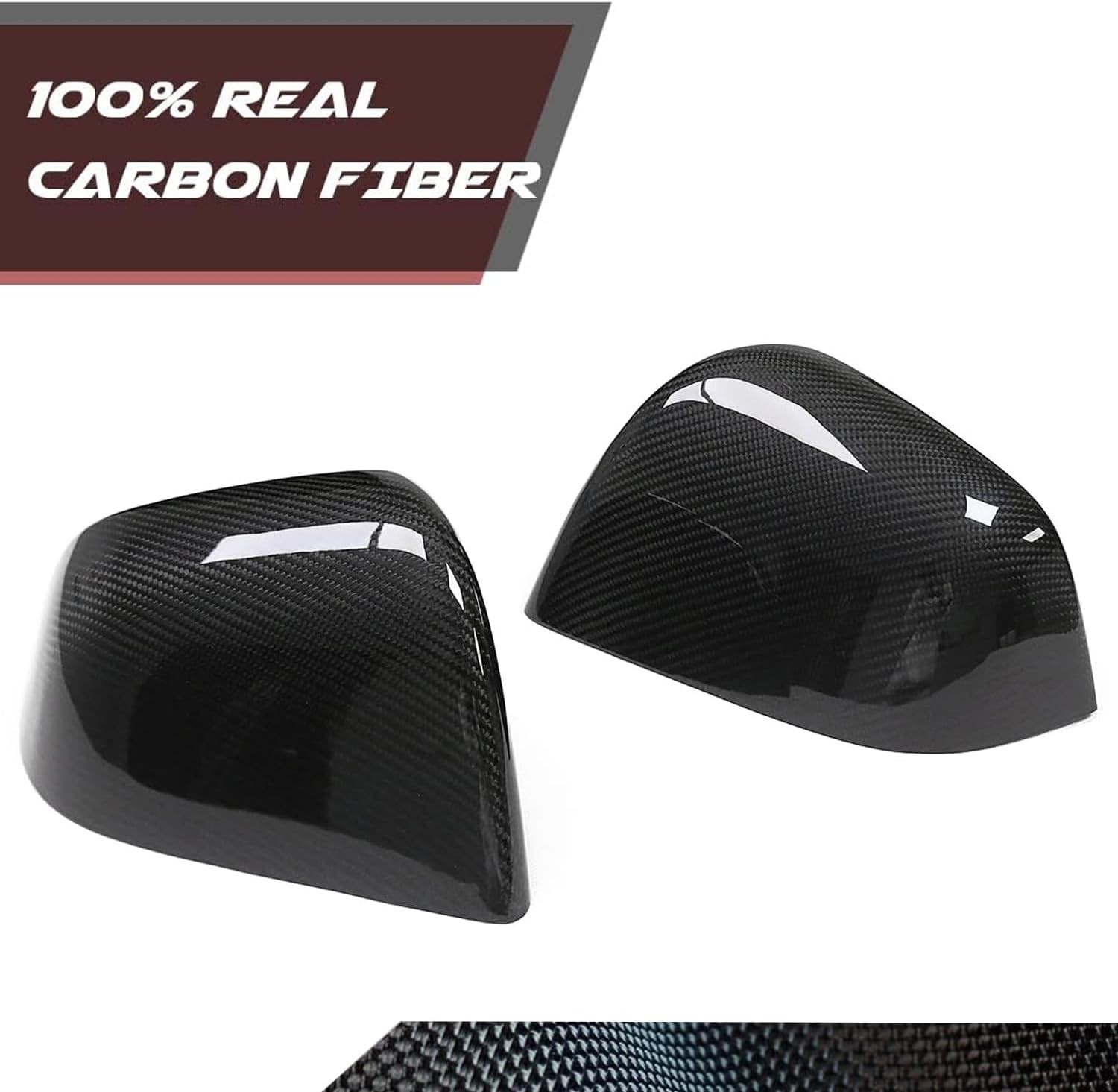 2PCS Real Carbon Fiber Side Mirror Cover for Tesla Model Y 2020-2024
