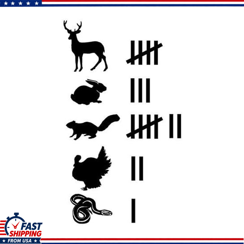 Black Cartoon-Style Road Kill Tally Decal Sticker, UV and Water Resistant Vinyl