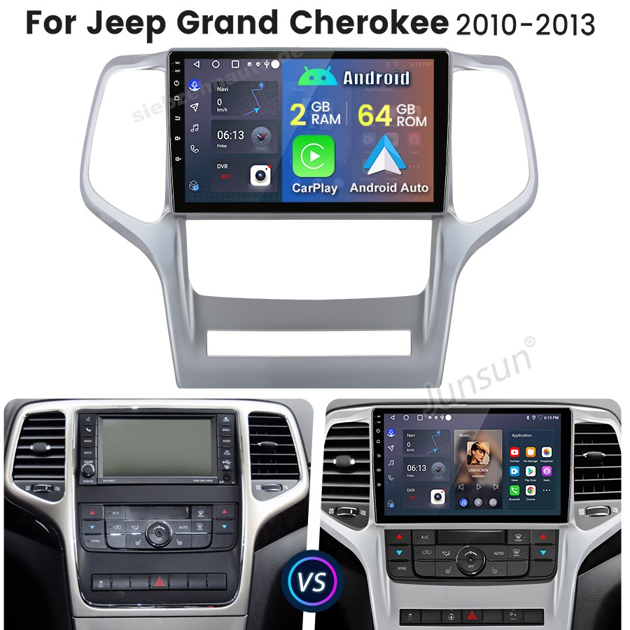 2+64GB Car Stereo Radio GPS Android Carplay BT For Jeep Grand Cherokee 2010-2013