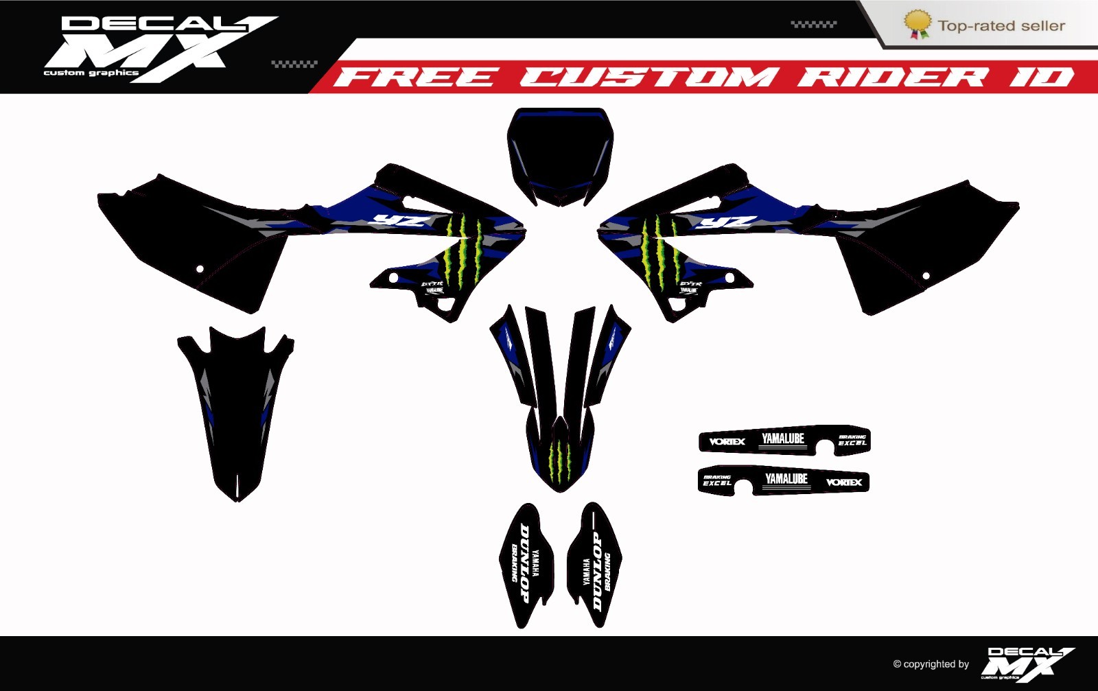FITS YAMAHA YZ 125 YZ250 2022, 2023, 2024, 2025 2026, 2027 graphic kit decals mx