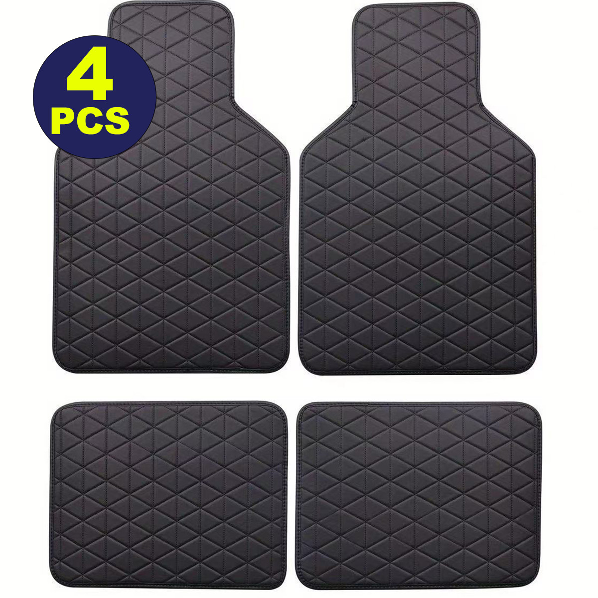 Universal 4Pcs PU Leather Car Mats Waterproof Non-Slip Auto Floor Protectors