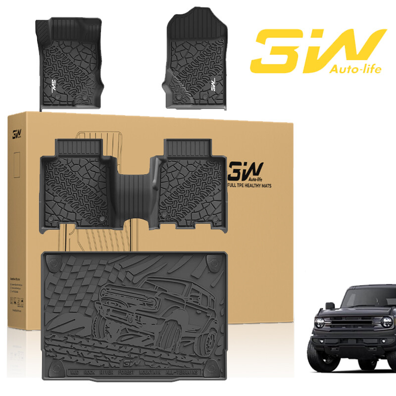3W Floor Mats & Cargo Liner for 2021-2026 Ford Bronco 4 Door TPE All Weather Mat