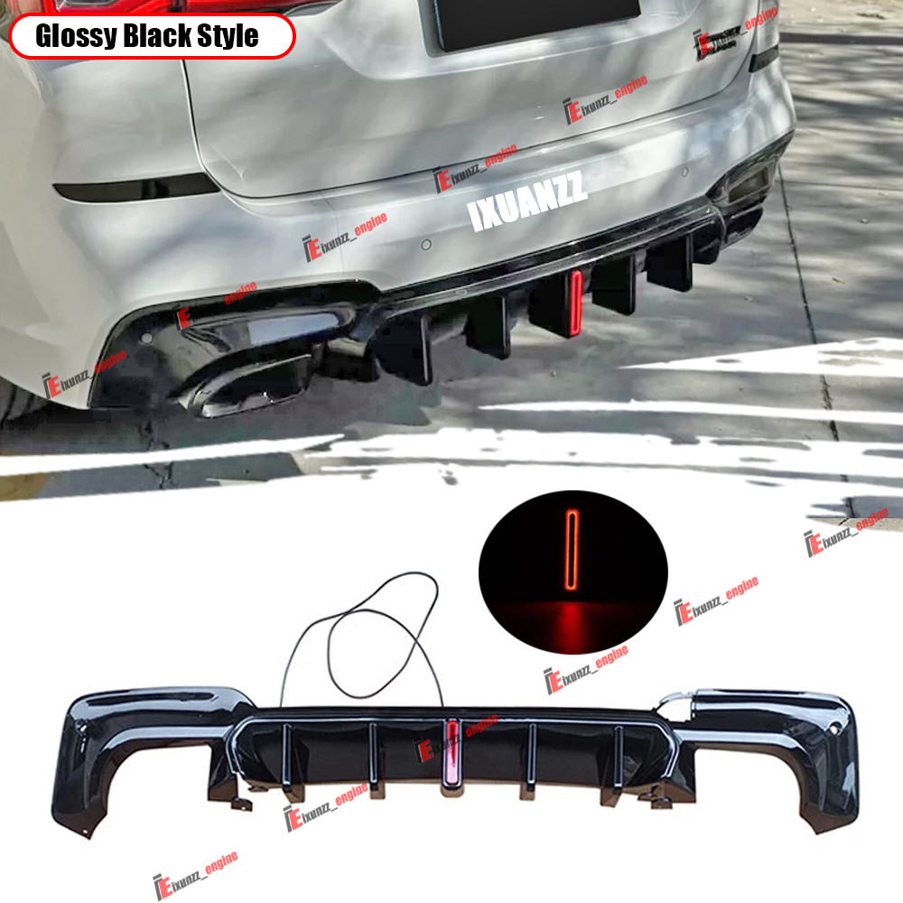 Gloss Black Rear Diffuser Lip W/Light For 18-21 BMW G01 X3 M40i M-Sport US Stock