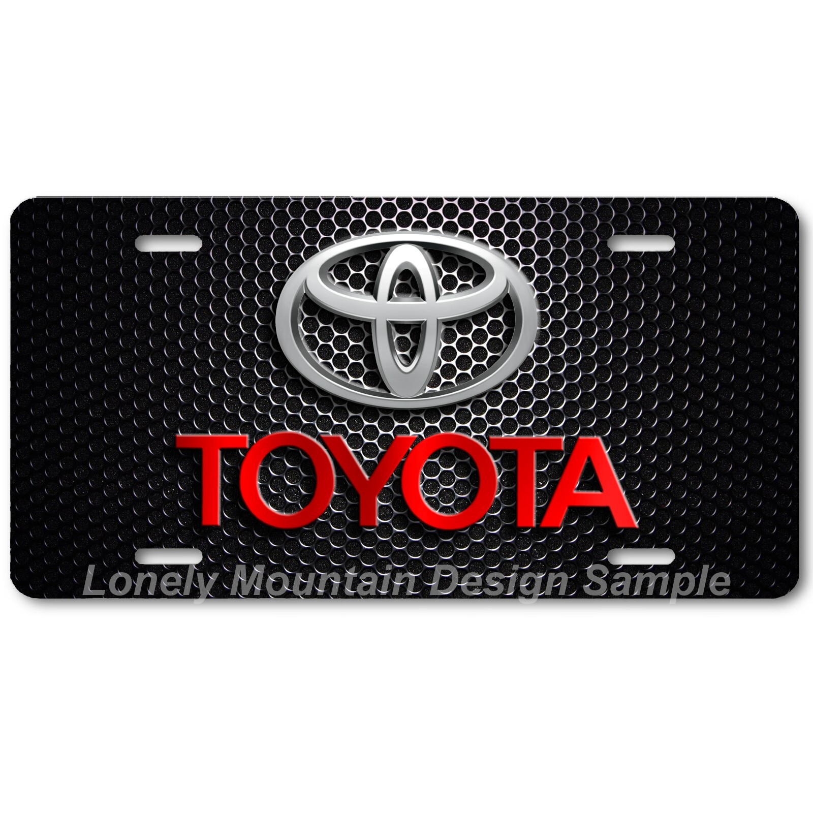 Toyota Novelty Auto License Plate/Tag - Gray/Red/Mesh Image on FLAT Aluminum