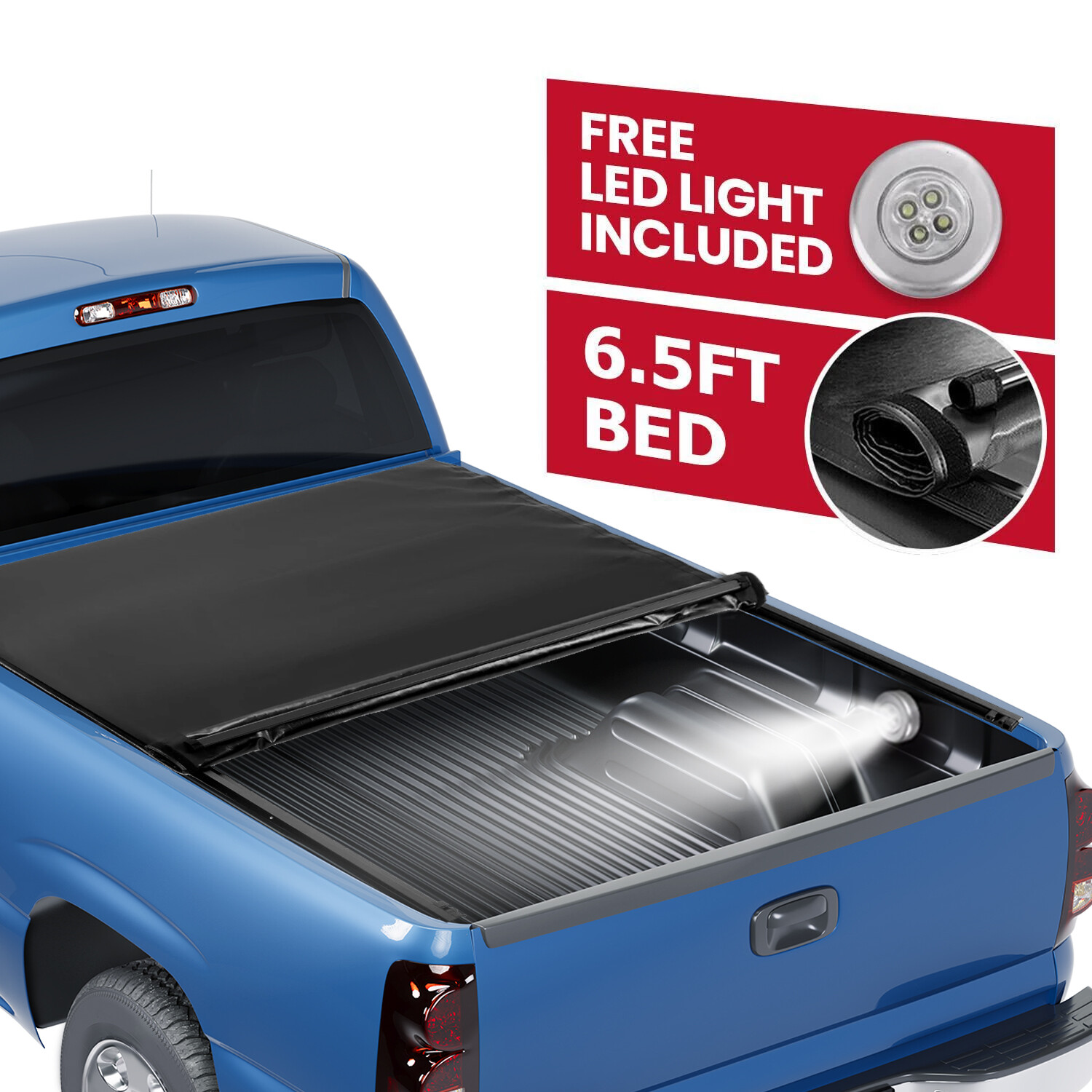 6.5FT Bed Soft Roll-Up Tonneau Cover For Chevy Silverado GMC Sierra 1988-07 1999