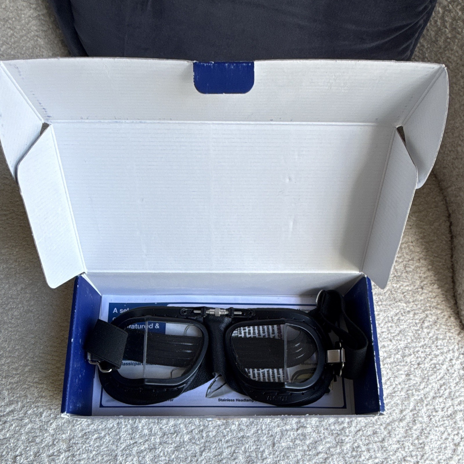 BNIB Halcyon Mark 9 Compact Racing Motorcycle Goggles Clear Lens Black Frame