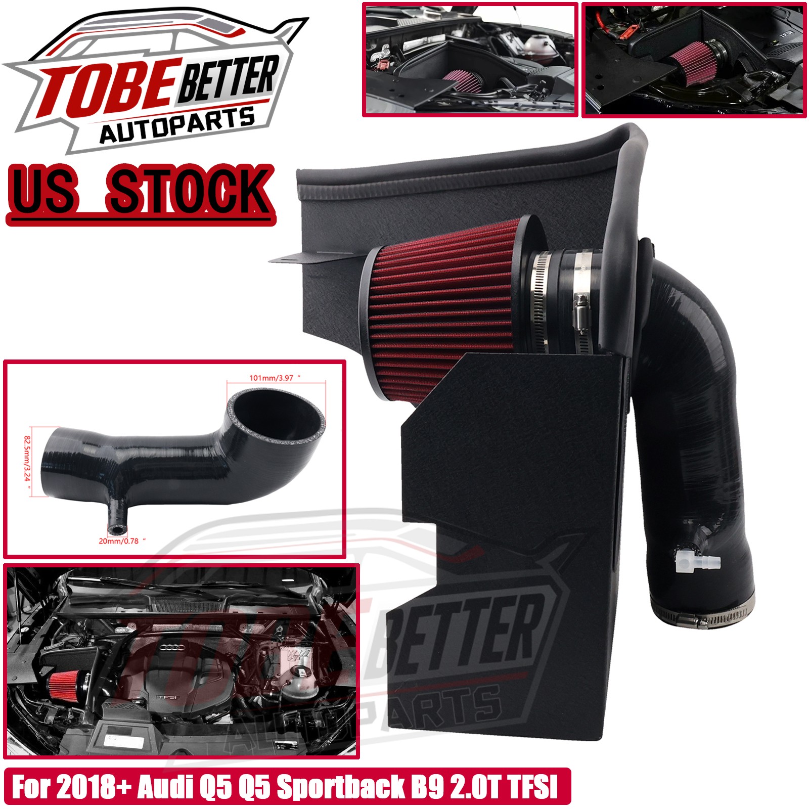 For 2018+ Audi Q5 Q5 Sportback B9 2.0T 45 TFSI 2018-26 Cold Air Intake Pipe Kit