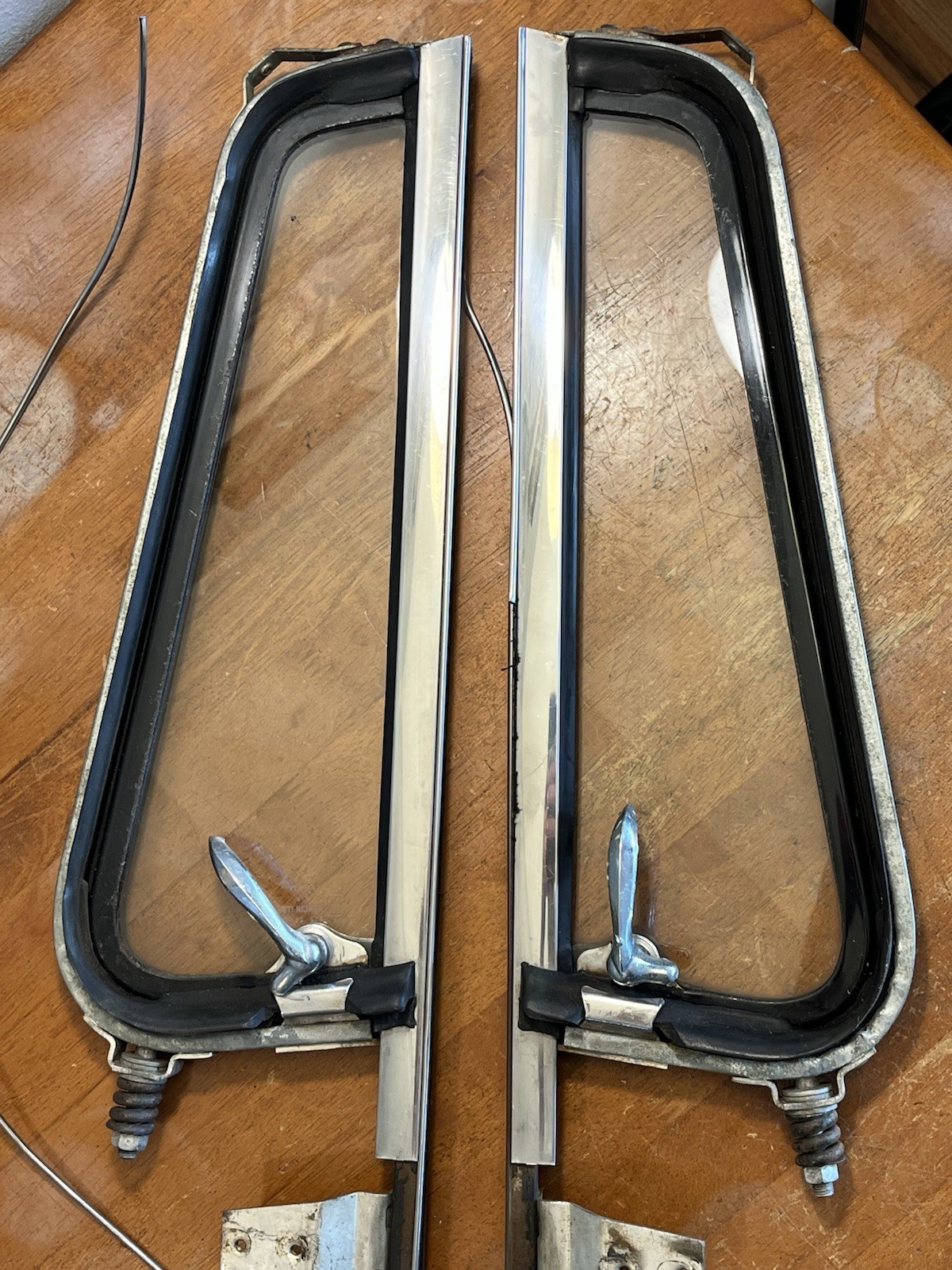 Set of 2 Vintage Studebaker Glass Herculite AS2 Tampered Quarter Vent Window PPG Set of 2 Vintage Studebaker Glass Herculite AS2 Tampered Quarter Vent Window PPG