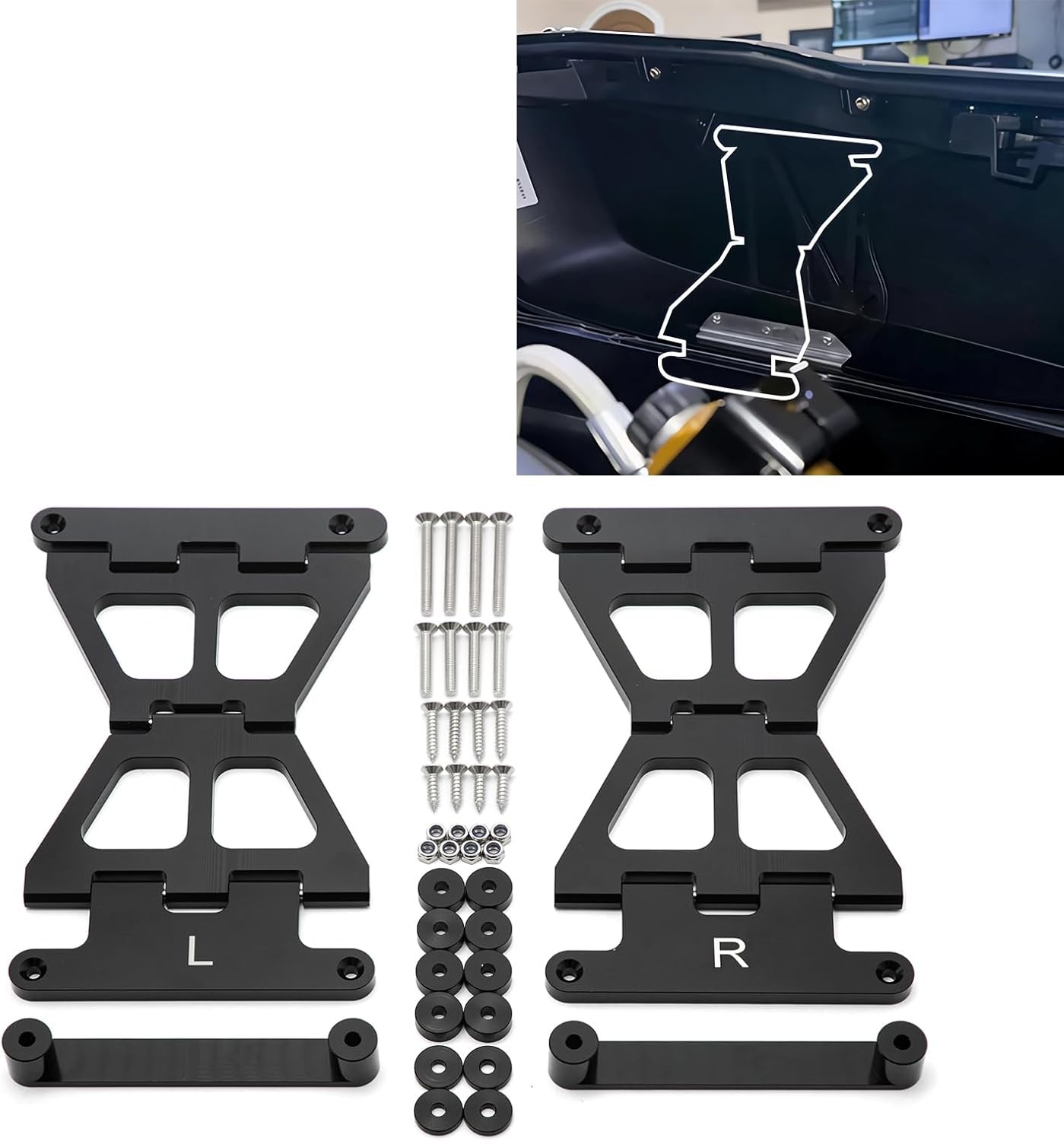 Black Saddlebag Billet Aluminum Composite Lid Stoppers For Harley Touring 14-23 Black Saddlebag Billet Aluminum Composite Lid Stoppers For Harley Touring 14-23