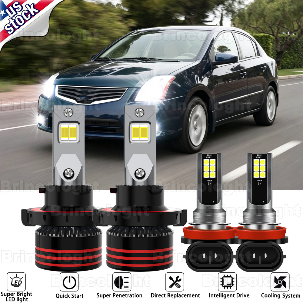 Para For 2004-2012 Nissan Sentra LED faro de luz baja alta luces de niebla Combo