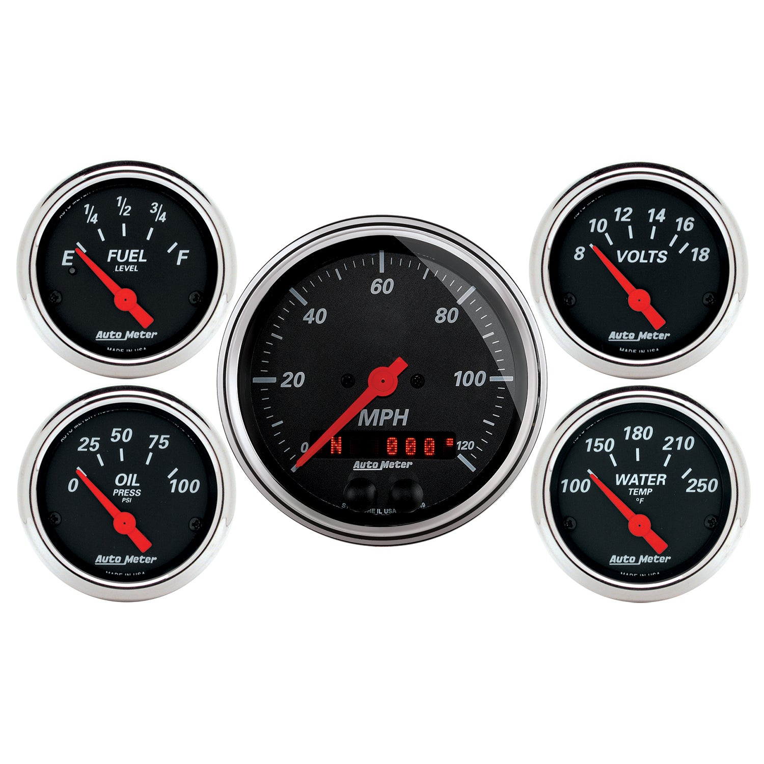 AutoMeter 1450 Designer Black 5-Piece GPS Gauge Kit