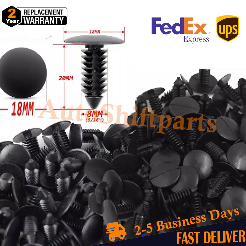 100X 8mm Bumper Clips Auto Car Hole Plastic Rivets Fastener Fender Push Pin NEW