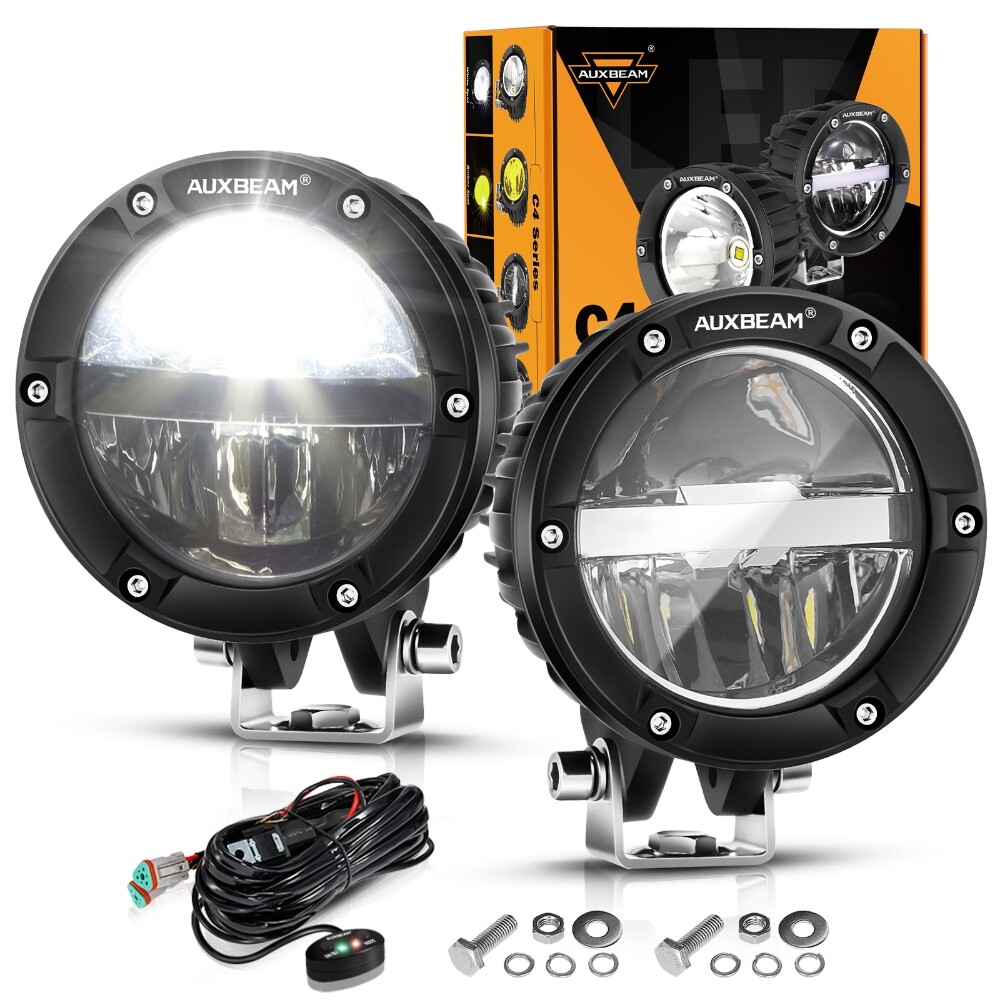 Auxbeam 4Inch 100W Round Offroad Lights White DRL 10000LM LED Driving Light Pods