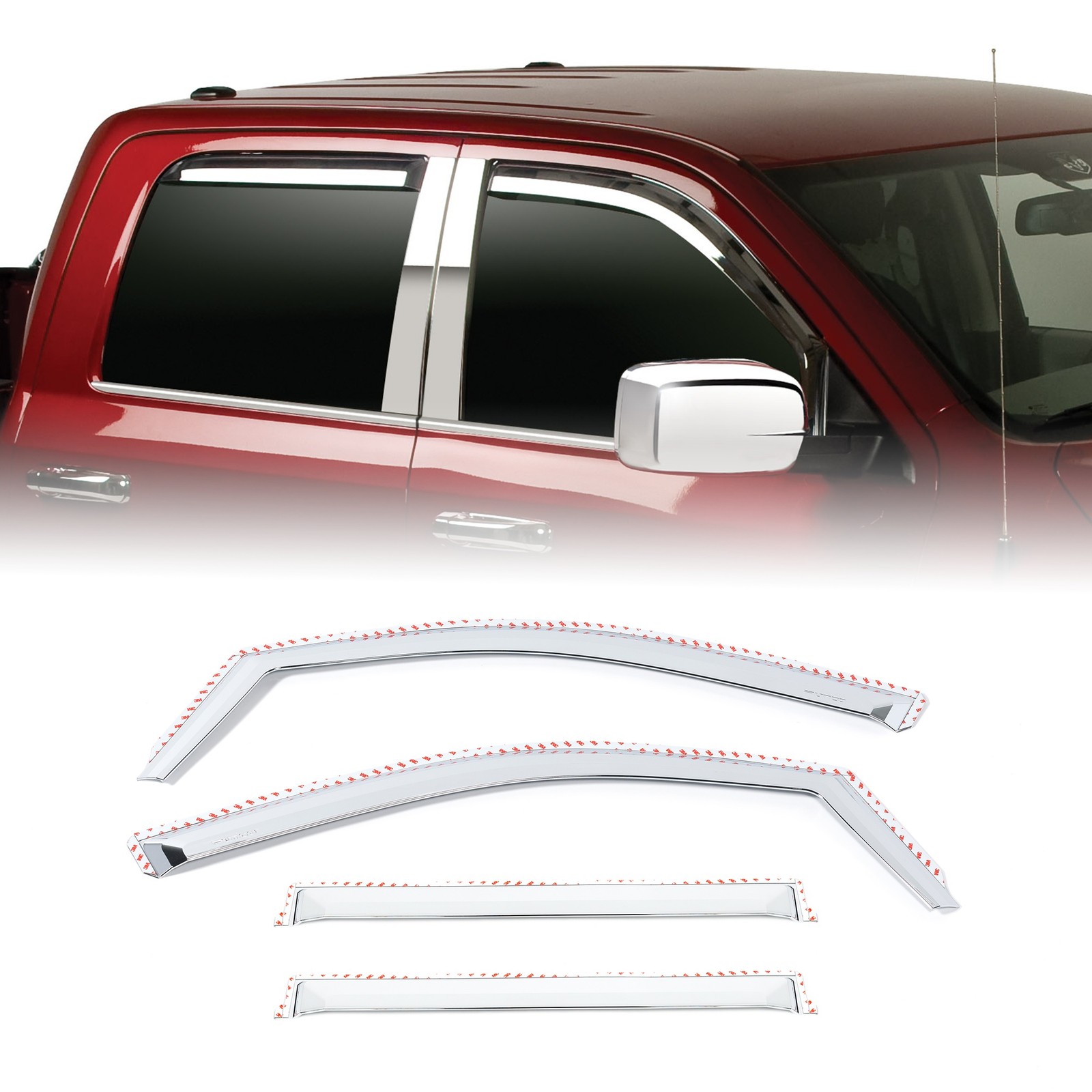 Putco 480139 Chrome Deflectors for 09-24 RAM Quad Cab