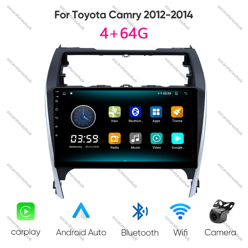 Stereo For Toyota Camry 2012-2014 Carplay Android Auto Ram 4G 8Core CPU +Camera