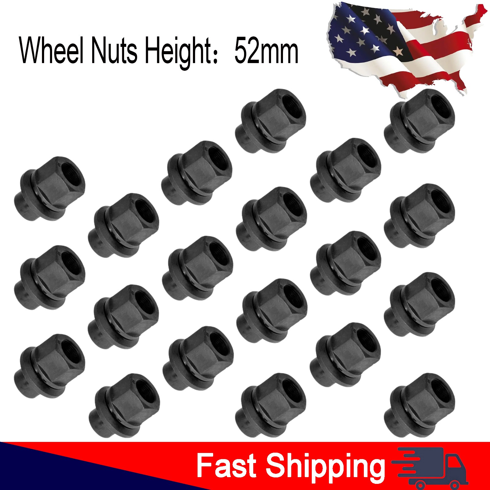 20x 33mm M22x1.5 x 19mm Wheel Nuts Sleeve Nuts M22-1.5x19mm Skirt Flange 52MM