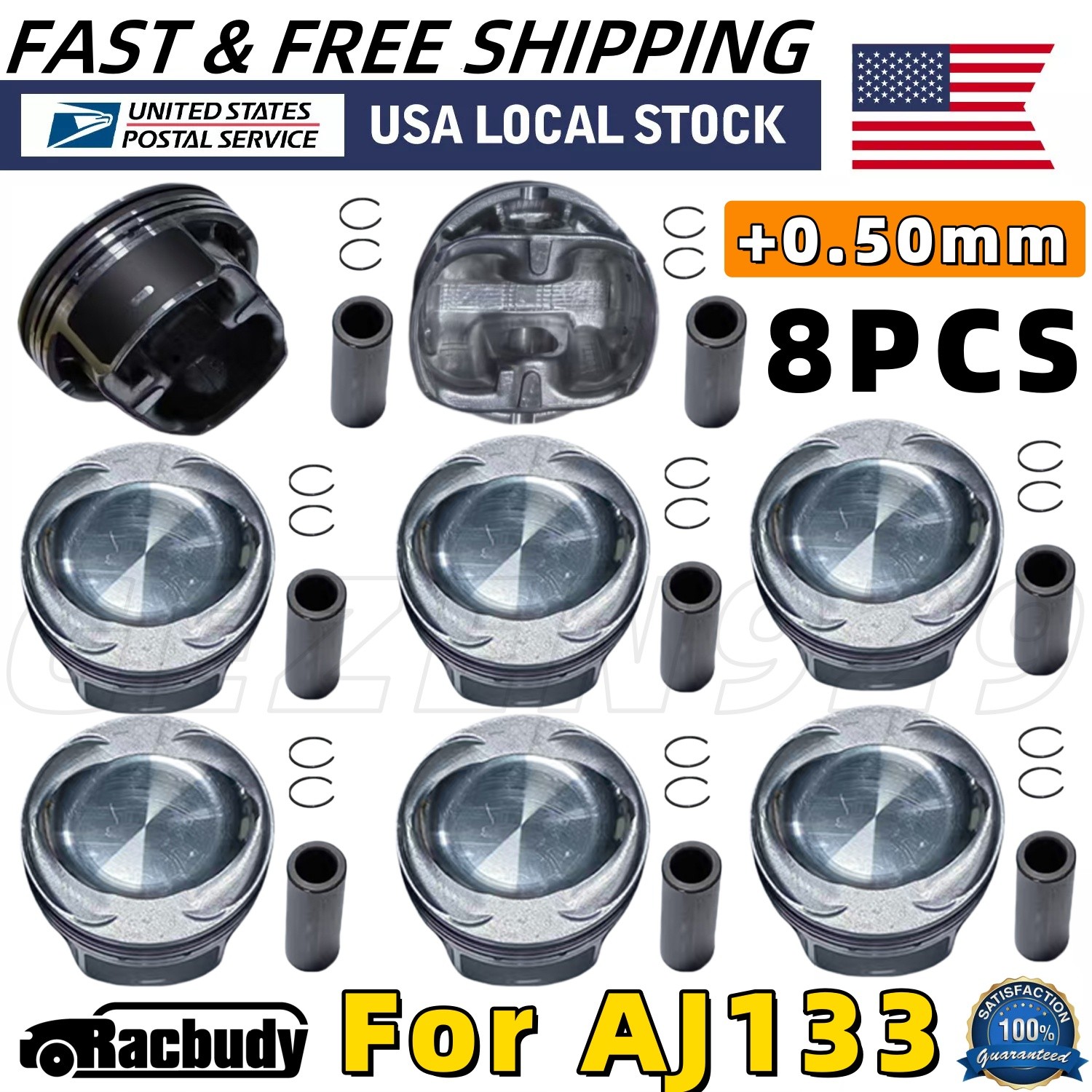 +0.50MM New Engine Pistons Kit Oversized for Jaguar Land Rover AJ133 5.0L V8 N/A