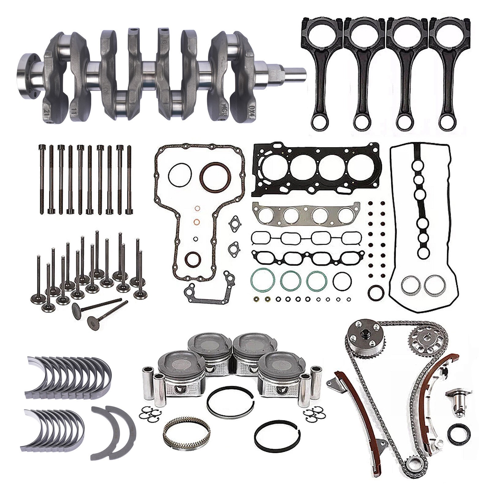 1ZZ-FE 1.8L Engine Rebuild Pistons Conrods Gasket Timing Kit For Toyota Corolla