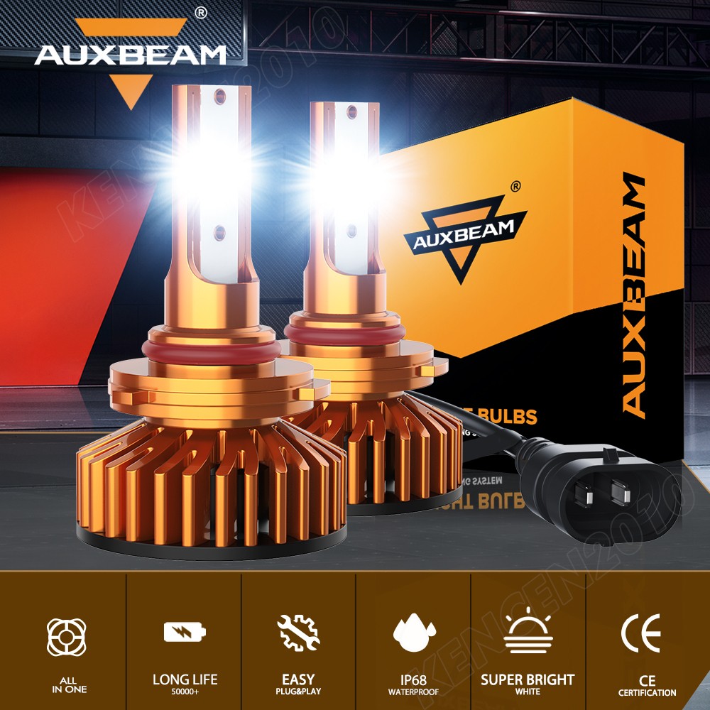 AUXBEAM HB3/9005 LED Headlight Super Bright Bulbs Kit White 6500K High/Low Beam