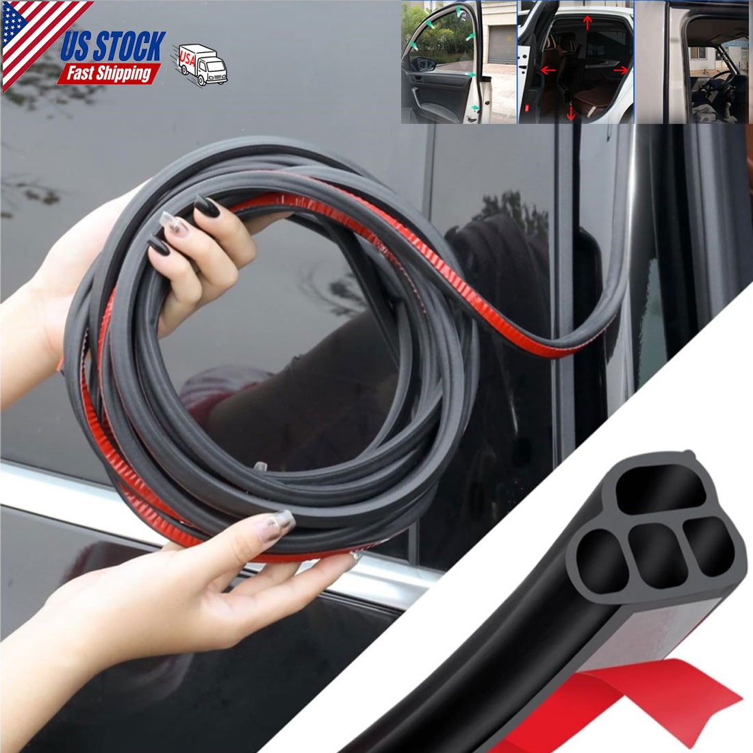 32.8FT Car Door Seal Strip Soundproofing Vehicle Window Trunk Weather Stripping 32.8FT Car Door Seal Strip Soundproofing Vehicle Window Trunk Weather Stripping