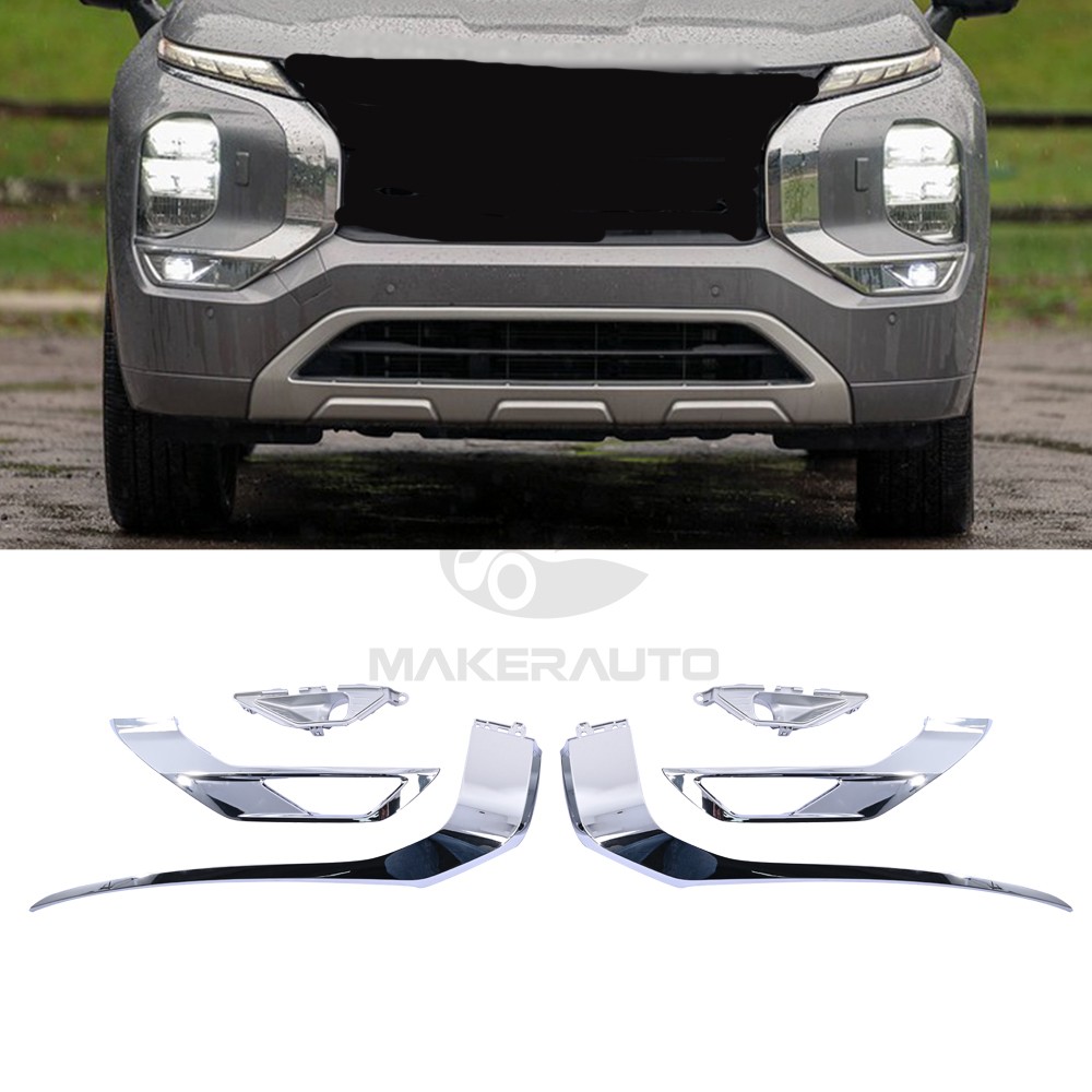 6PCS Front Bumper Chrome Molding Trim Strip For Mitsubishi Outlander 2022-2024