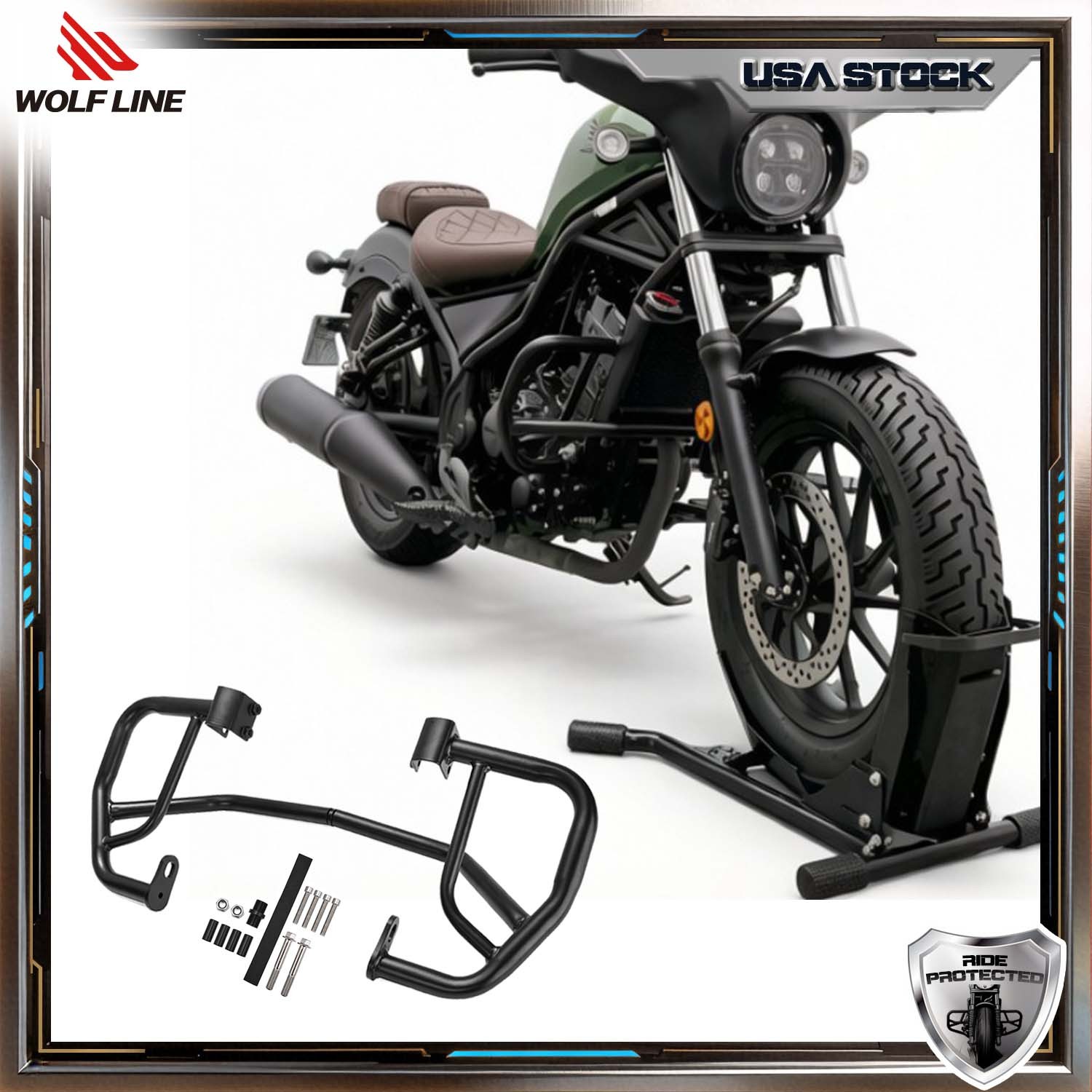 WOLFLINE Crash Bars for Honda Rebel CMX 500 2017-2026 Engine Guard Frame Protect