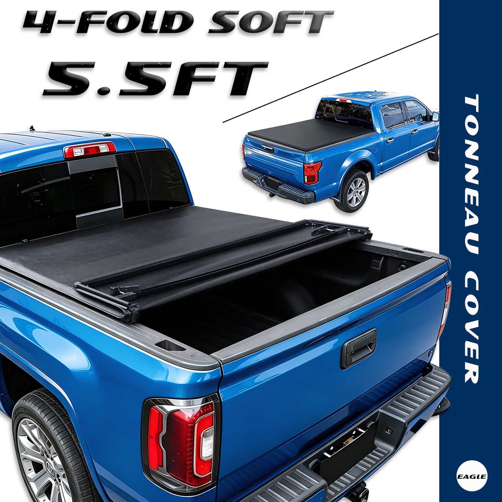 5.5FT Four-Fold Tonneau Cover For 07-26 Toyota Tundra Waterproof Soft Bed Cover