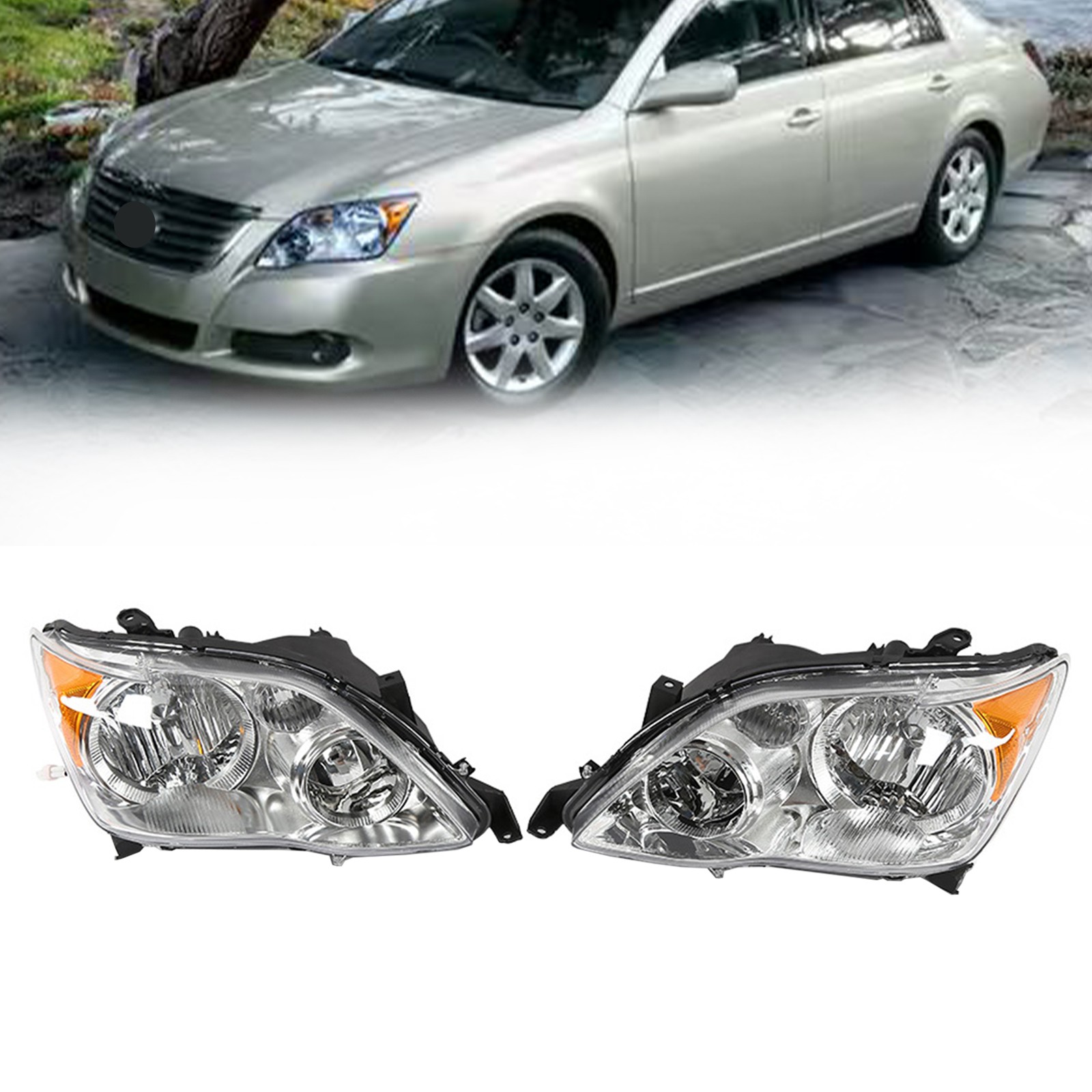 Fit Toyota Avalon 2008-2010 HID Headlights Headlamps Chrome Left+Right Side Fit Toyota Avalon 2008-2010 HID Headlights Headlamps Chrome Left+Right Side