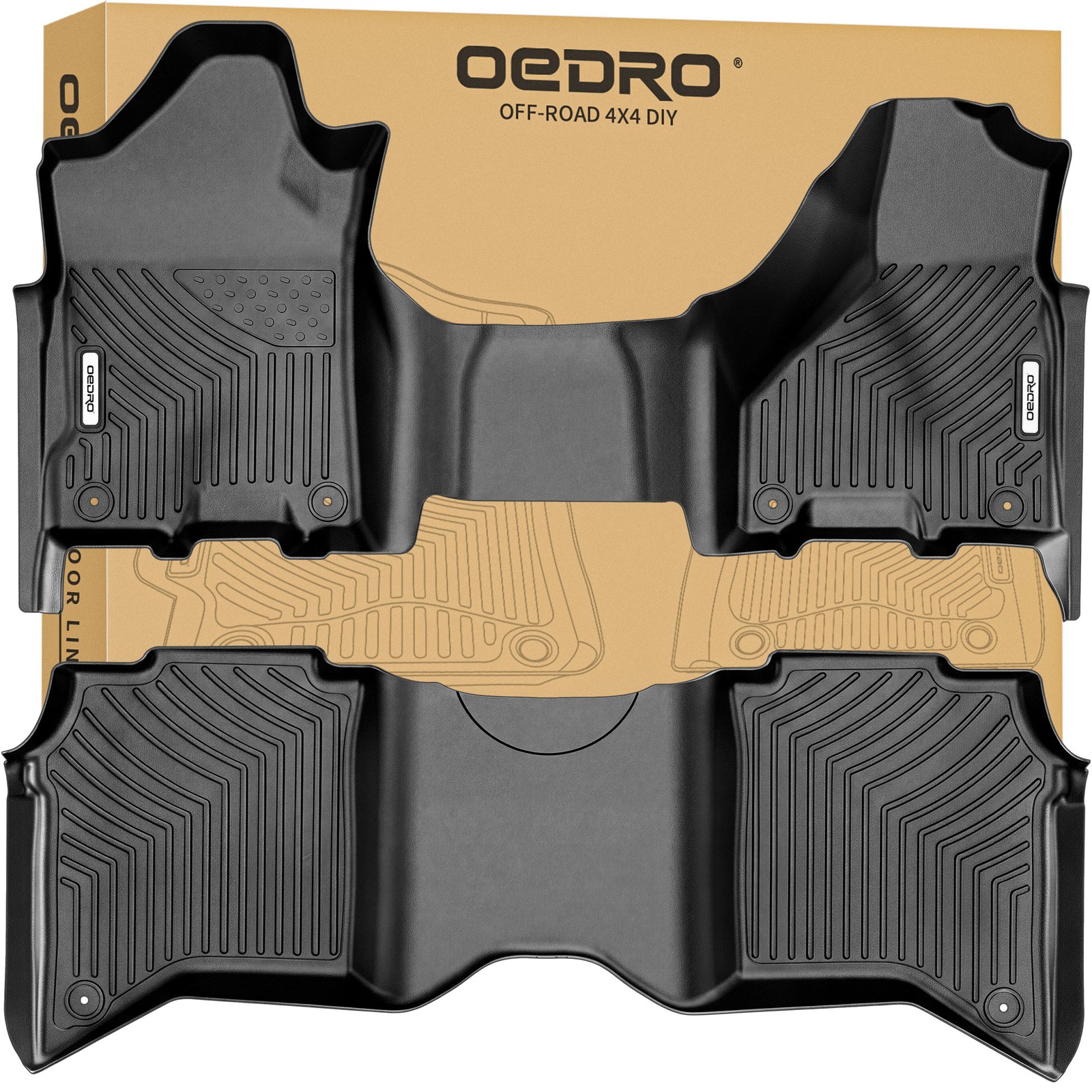 OEDRO TPE Floor Mats for 2019-2026 Ram 2500 3500 Crew Cab Bench Seat  All Season