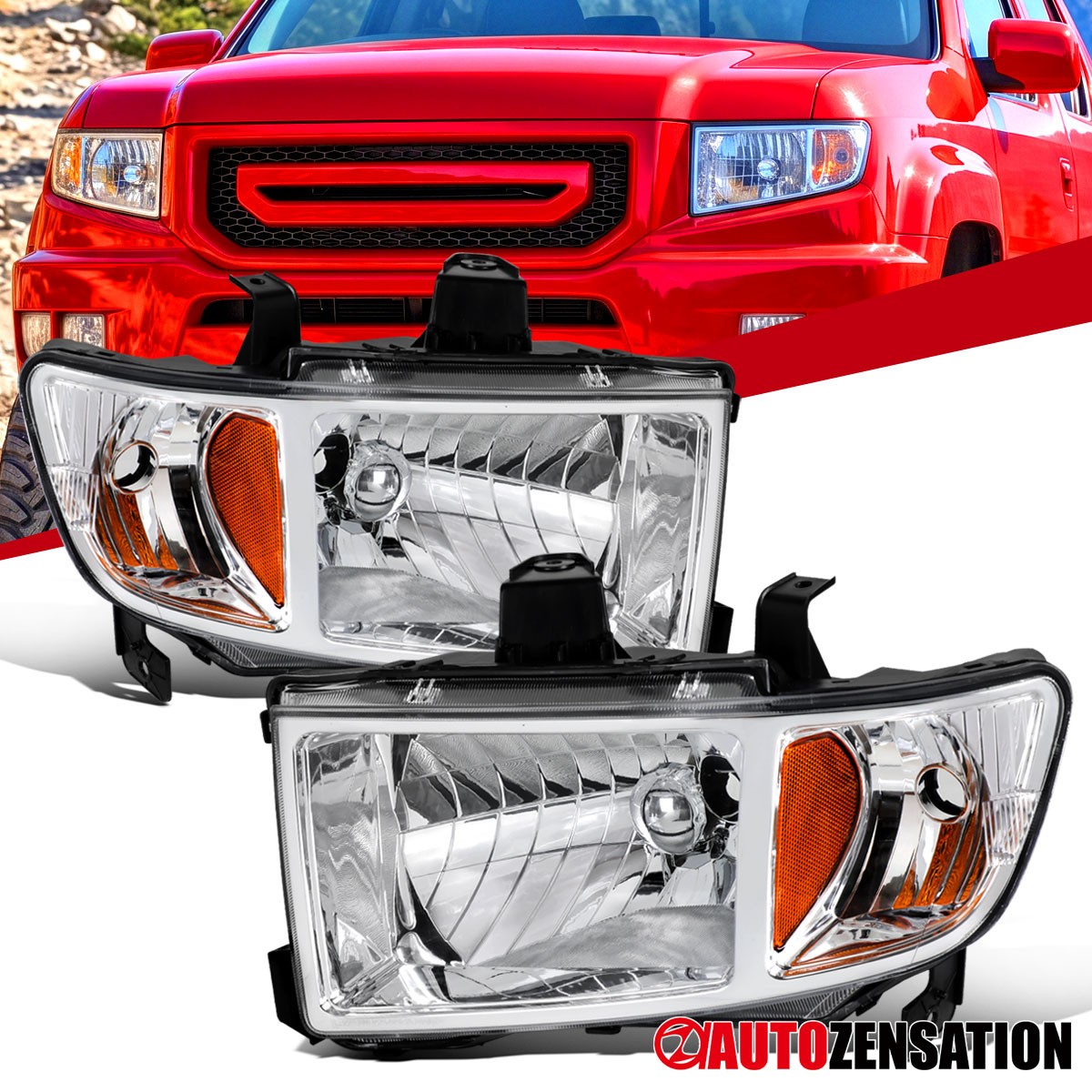 Fit 2006-2014 Honda Ridgeline Headlights Halogen Headlamps Assembly Left+Right Fit 2006-2014 Honda Ridgeline Headlights Halogen Headlamps Assembly Left+Right