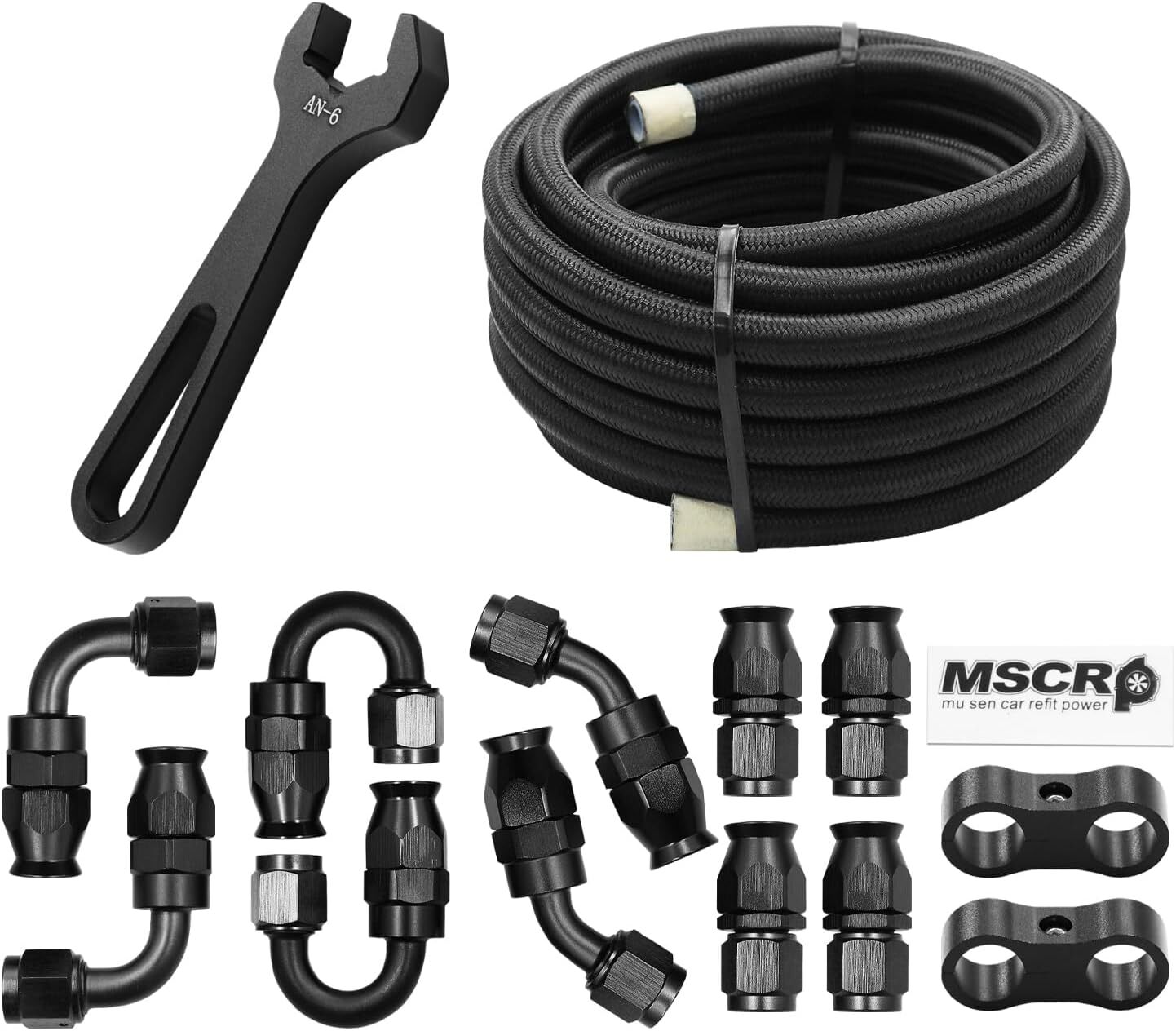 Pro AN6 20FT PTFE Fuel Line Hose Kit Stainless Steel Braided 3/8